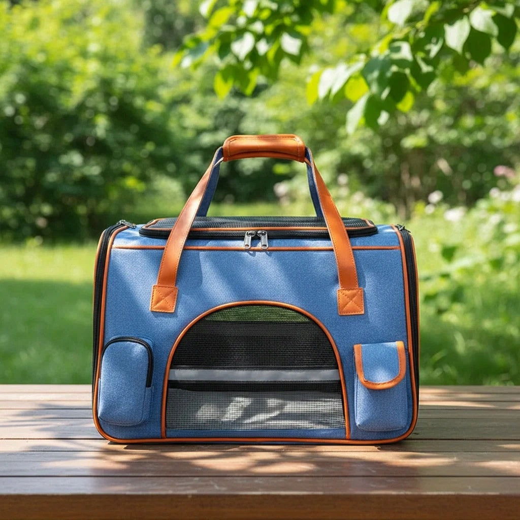 Dog Transporter for Car Blue Large 50x30x30cm Car Bag Product height 30 cm