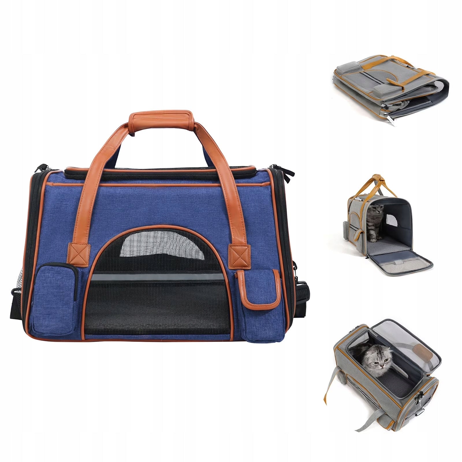 Dog Transporter for Car Blue Large 50x30x30cm Car Bag Trade name torba transporter dla kota psa do 8 kg składany oxford szary wentylowany wygodny lekki