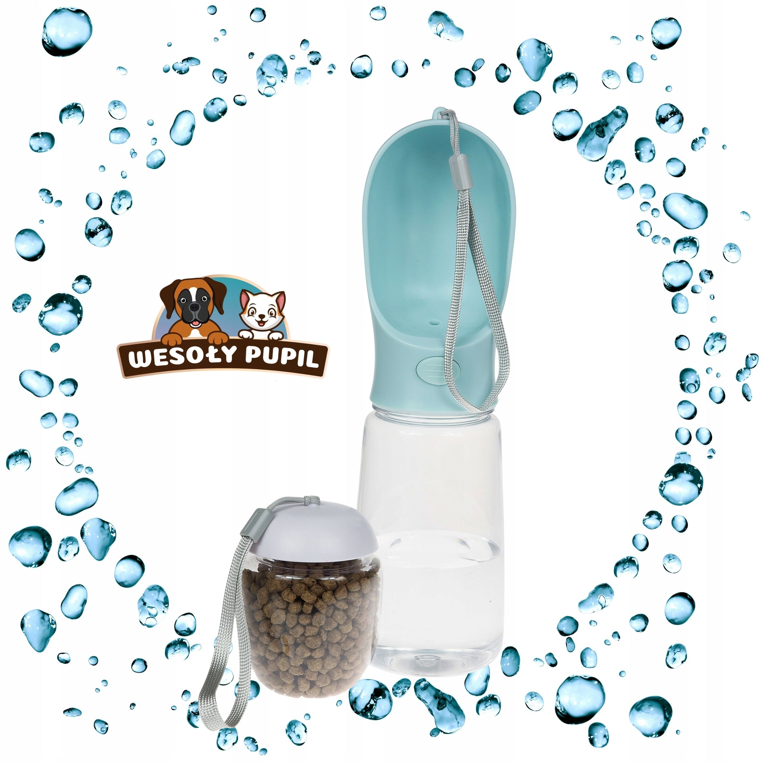 Dog Water and Food BOTTLE with Bowl 3in1 Tourist BOTTLE 550ml for Summer Trade name BIDON dla Psa na wodę i karmę z miską 3w1 turystyczna BUTELKA 550ml na lato