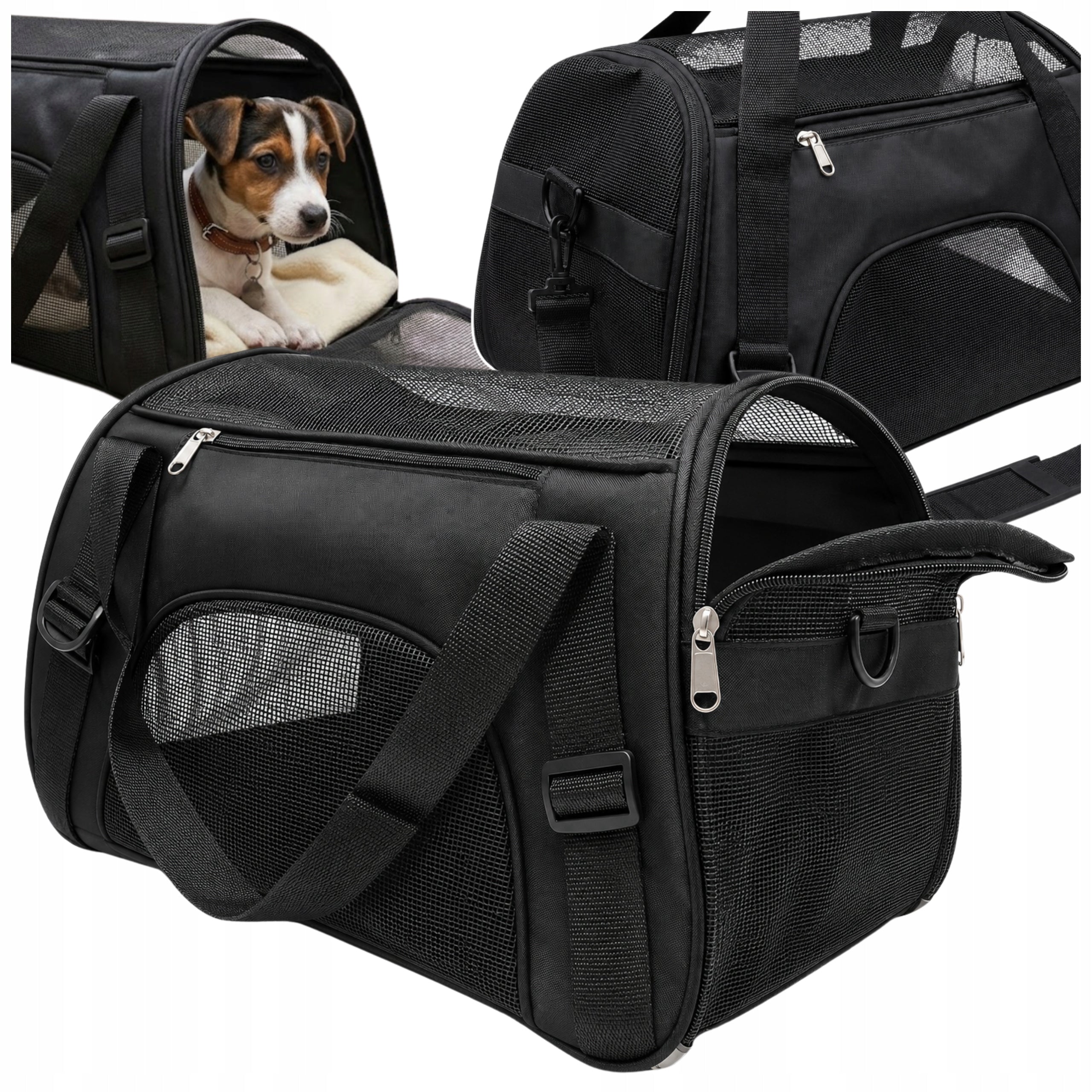 Dog and Animal Cat Transporter Large Travel Waterproof Breathable Manufacturer code Transporter Z Siatką Oddychająca Czarny