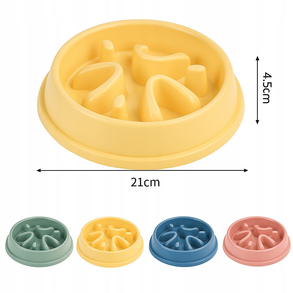 Dog and cat bowl slowing down food large interactive maze Color yellow