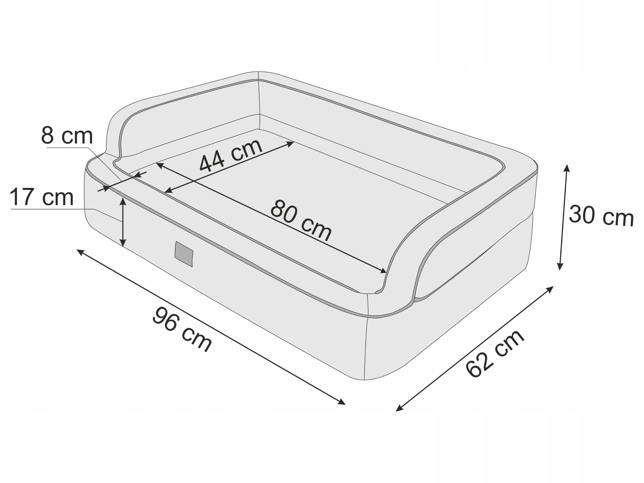 Dog bed - couch, dog bed - easy cleaning 96x62 cm Color black