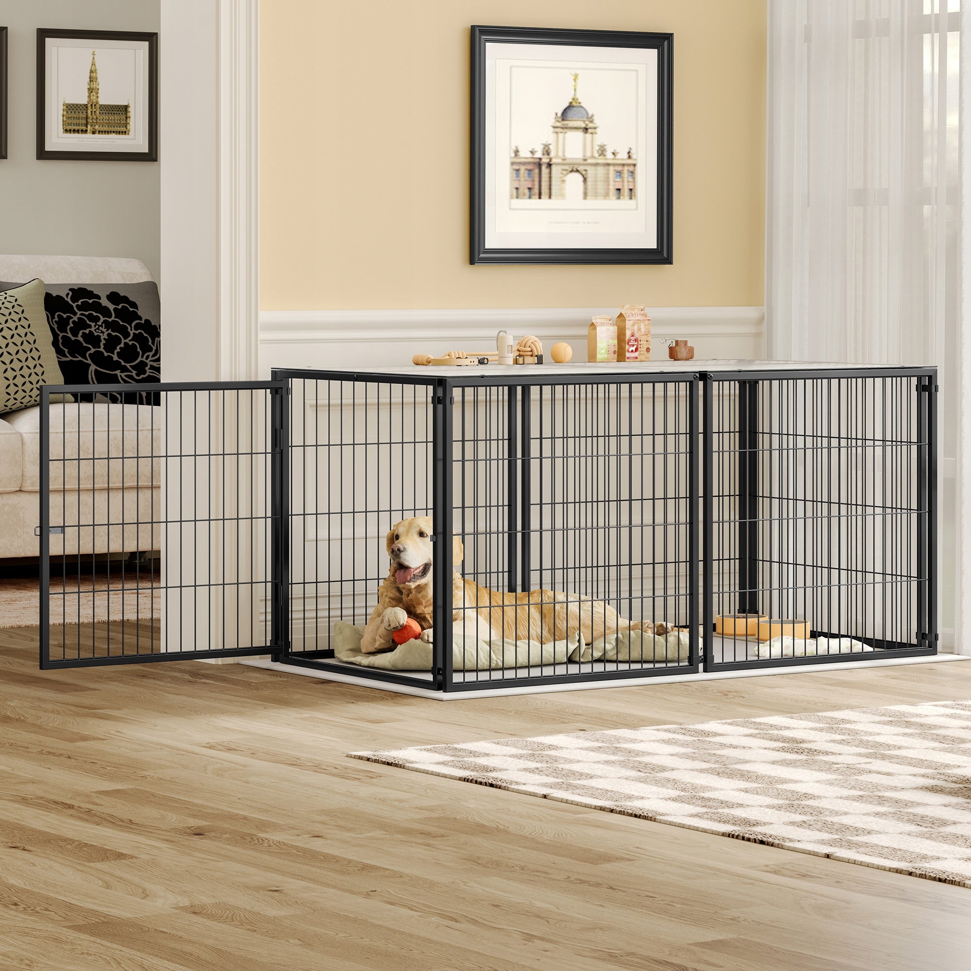 Dog box 160x80x80 cm, flexible dog cage with safety lid including PVC cover Brand no brand