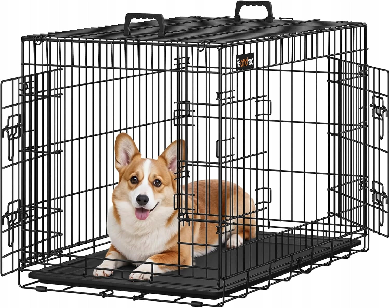 Dog cage FEANDREA M/L folding metal 57,5x92,5x64cm transporter