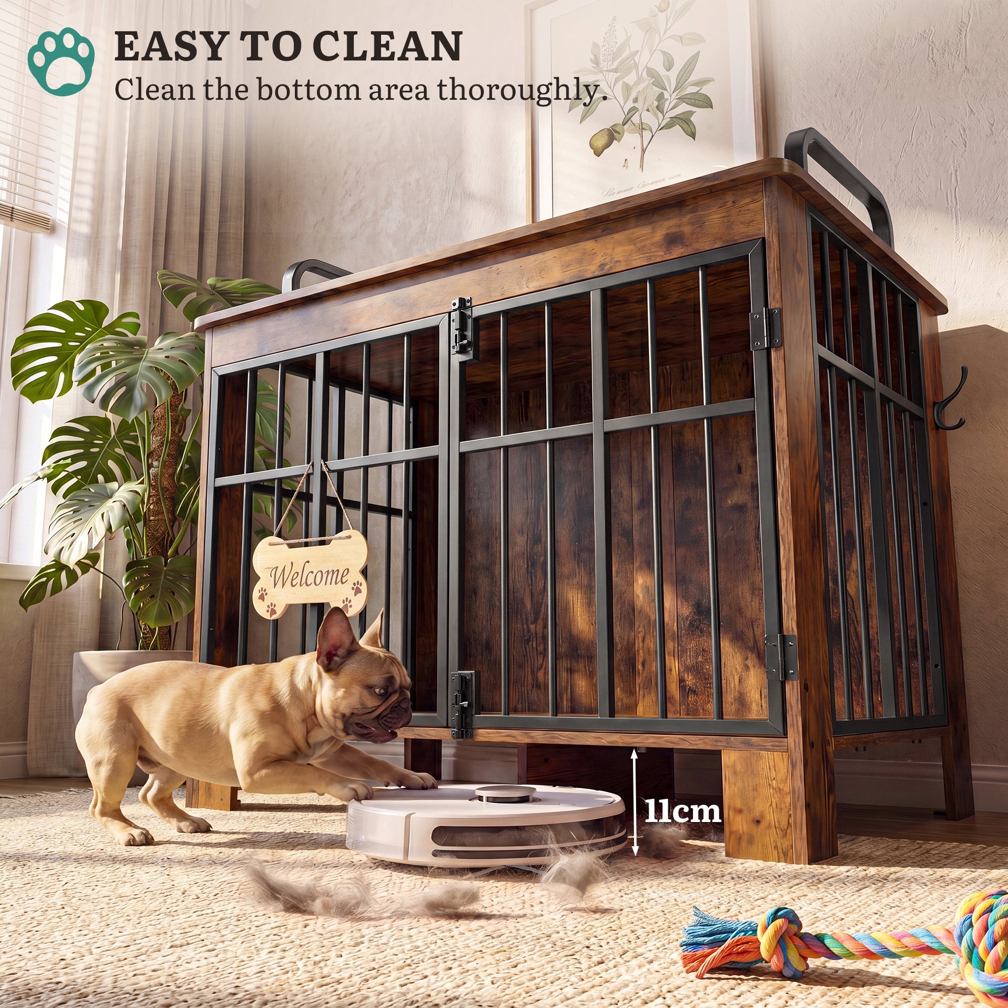 Dog cage, Lockable, Household, with entrance, Kennel Cage,100x60x75cm, Oak Kind cage