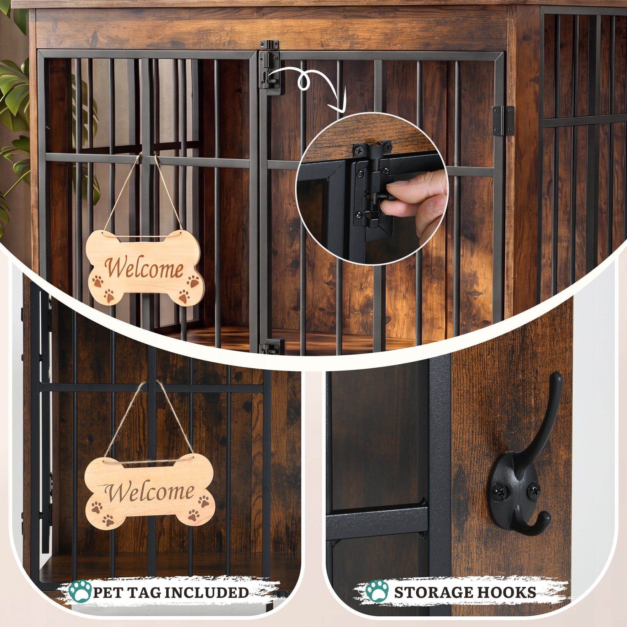Dog cage, Lockable, Household, with entrance, Kennel Cage,100x60x75cm, Oak Product width 60 cm