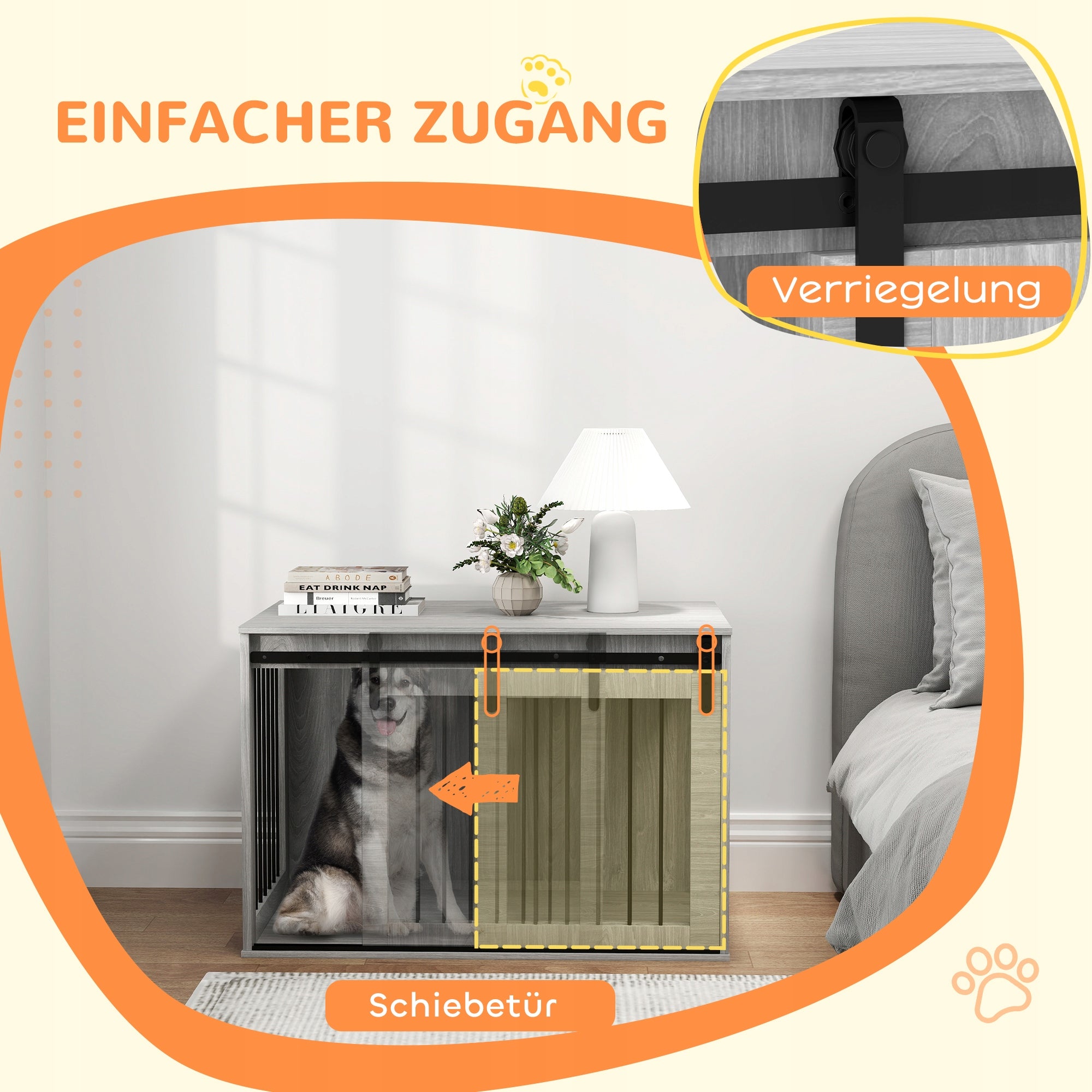 Dog cage, domestic, with entrance, for dogs up to 30 kg grey Product width 58 cm
