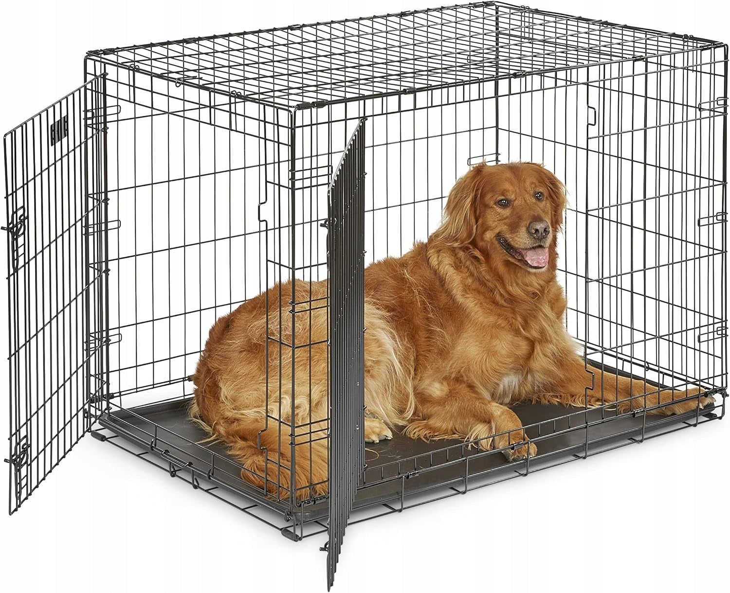 Dog cage kennel powdered steel two entrances 75x47x54 cm M Product width 47 cm