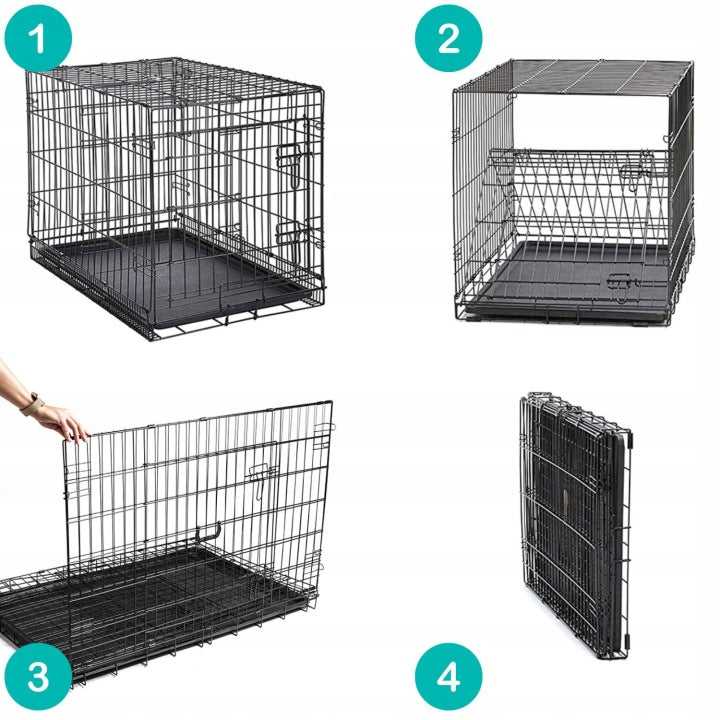 Dog cage kennel powdered steel two entrances 90x60x67 cm d. dog Kind cage