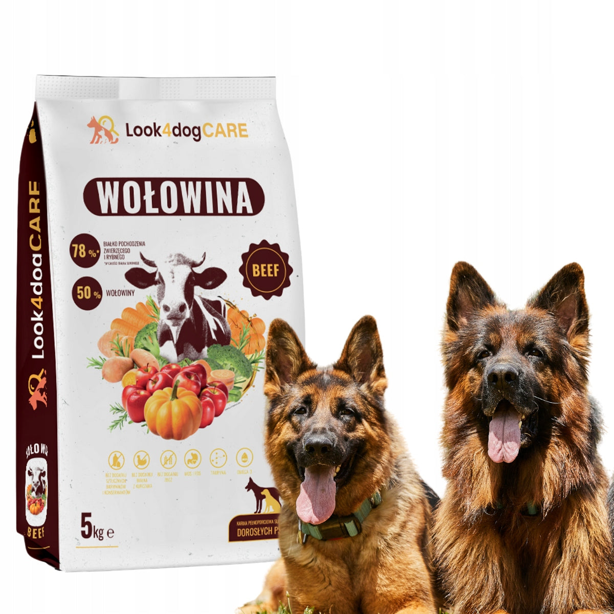 Dog food Look4dog CARE beef super taste without poultry cereals 5 kg