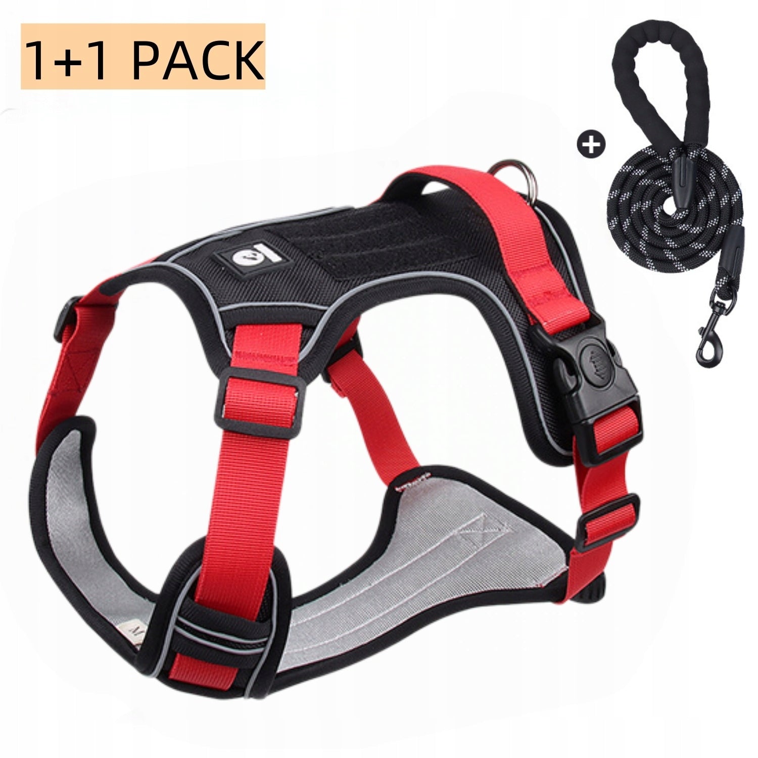 Dog harness+1.5M Dog Leash ,No Pull,Adjustable Reflective Oxford,SIZE:L