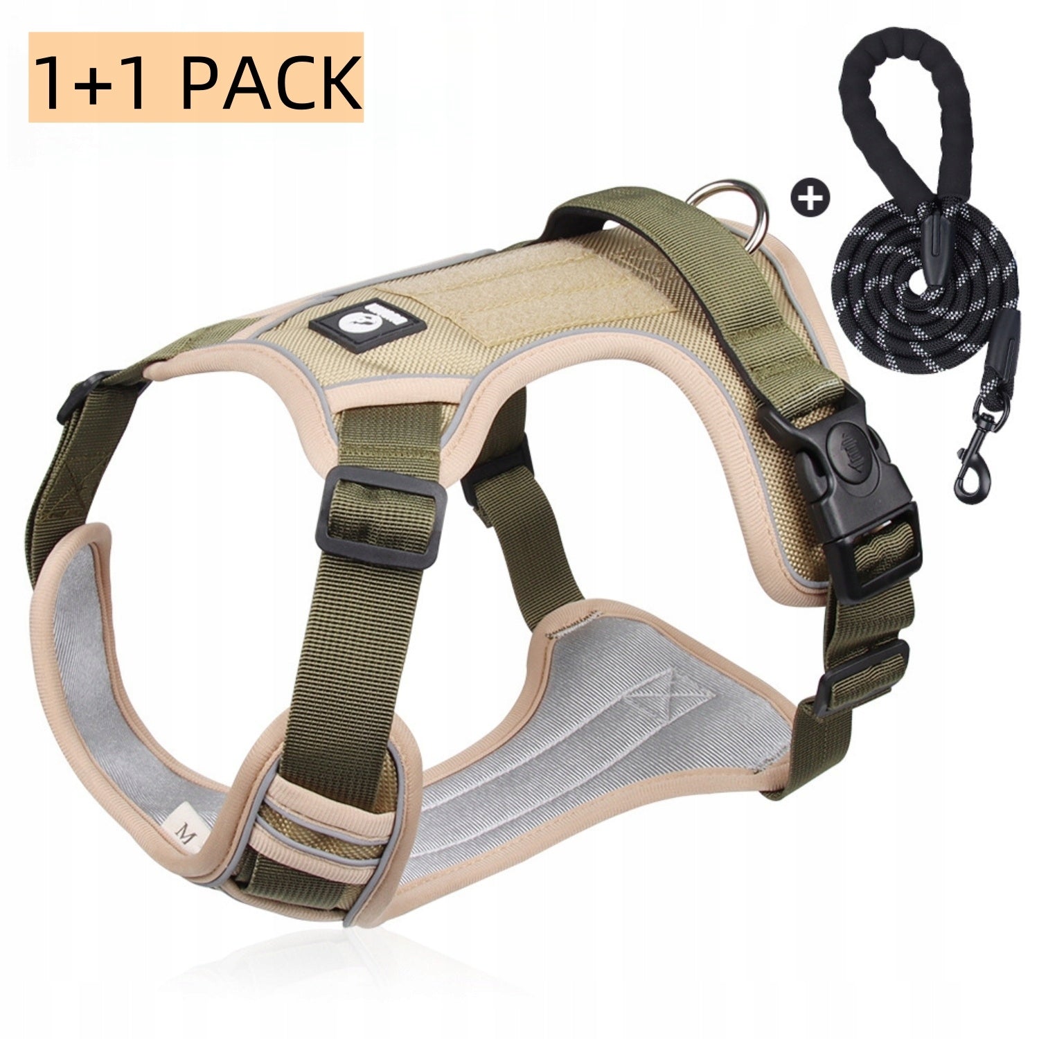 Dog harness+1.5M Dog Leash ,No Pull,Adjustable Reflective Oxford,SIZE:S