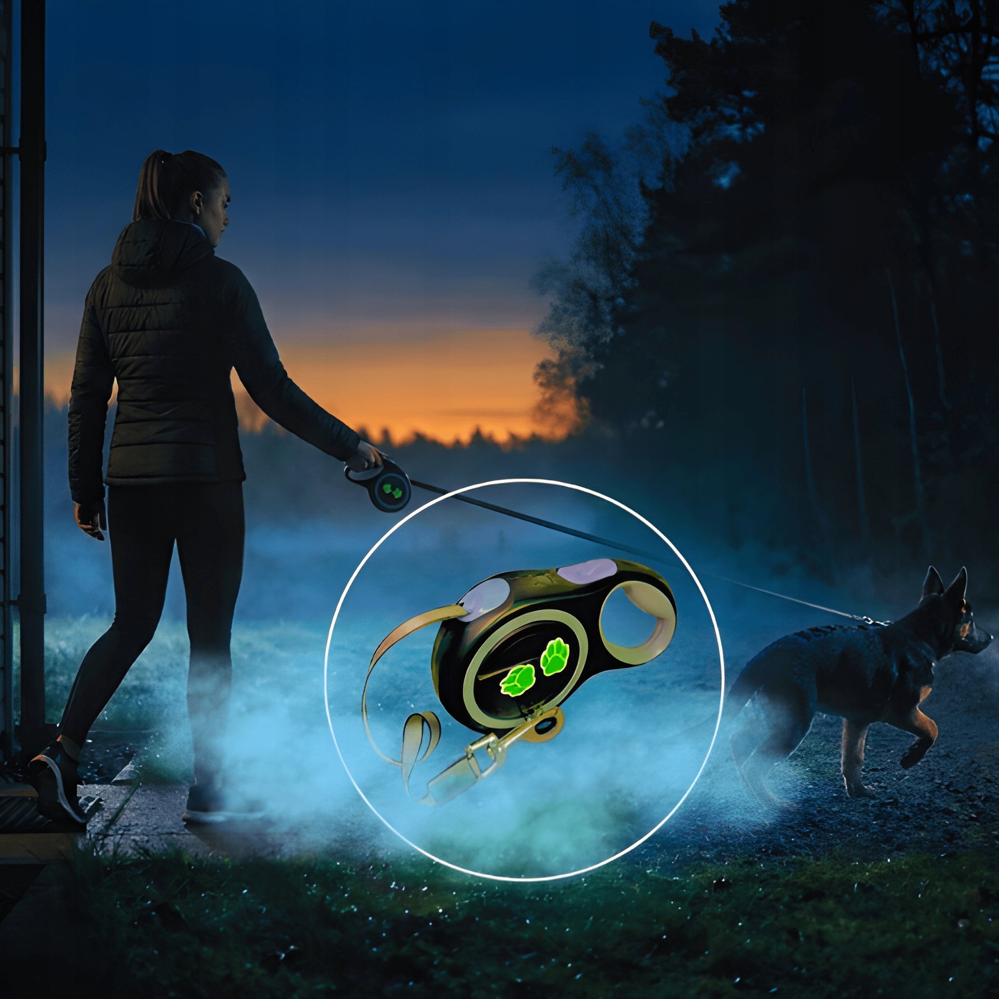 Dog leash automatic strong lock 5m 20kg ergonomic neon designs Packaging status original