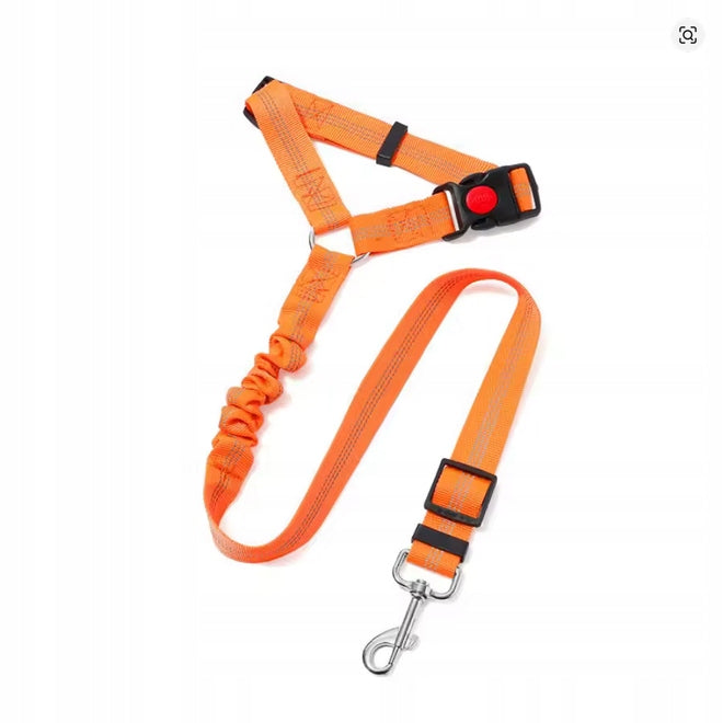 Dog leash seat belt for car orange color 1 pc