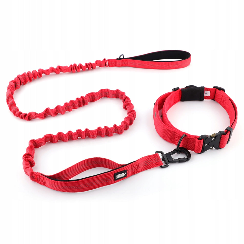 Dog leash with shock absorber red strong bungee HUGGY DOGGY Alpha L Maximum leash length 2 m