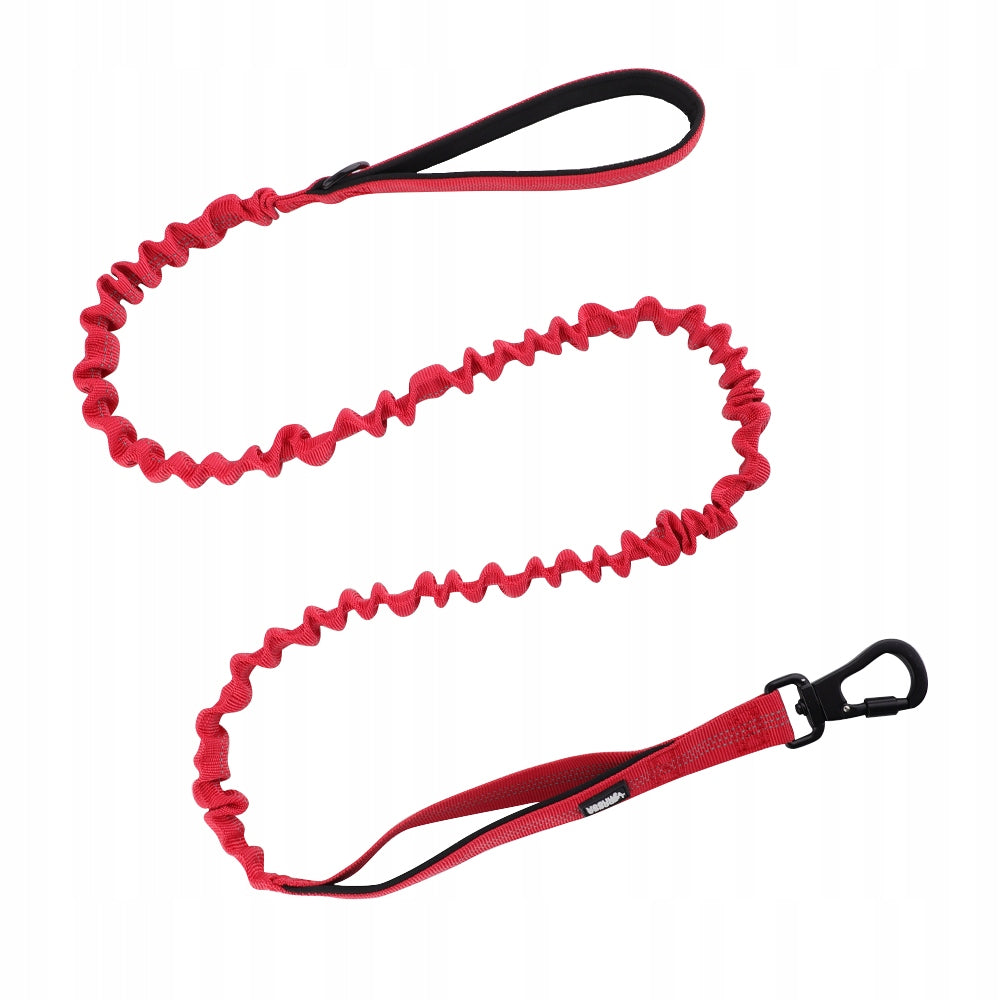 Dog leash with shock absorber red strong bungee HUGGY DOGGY Alpha L