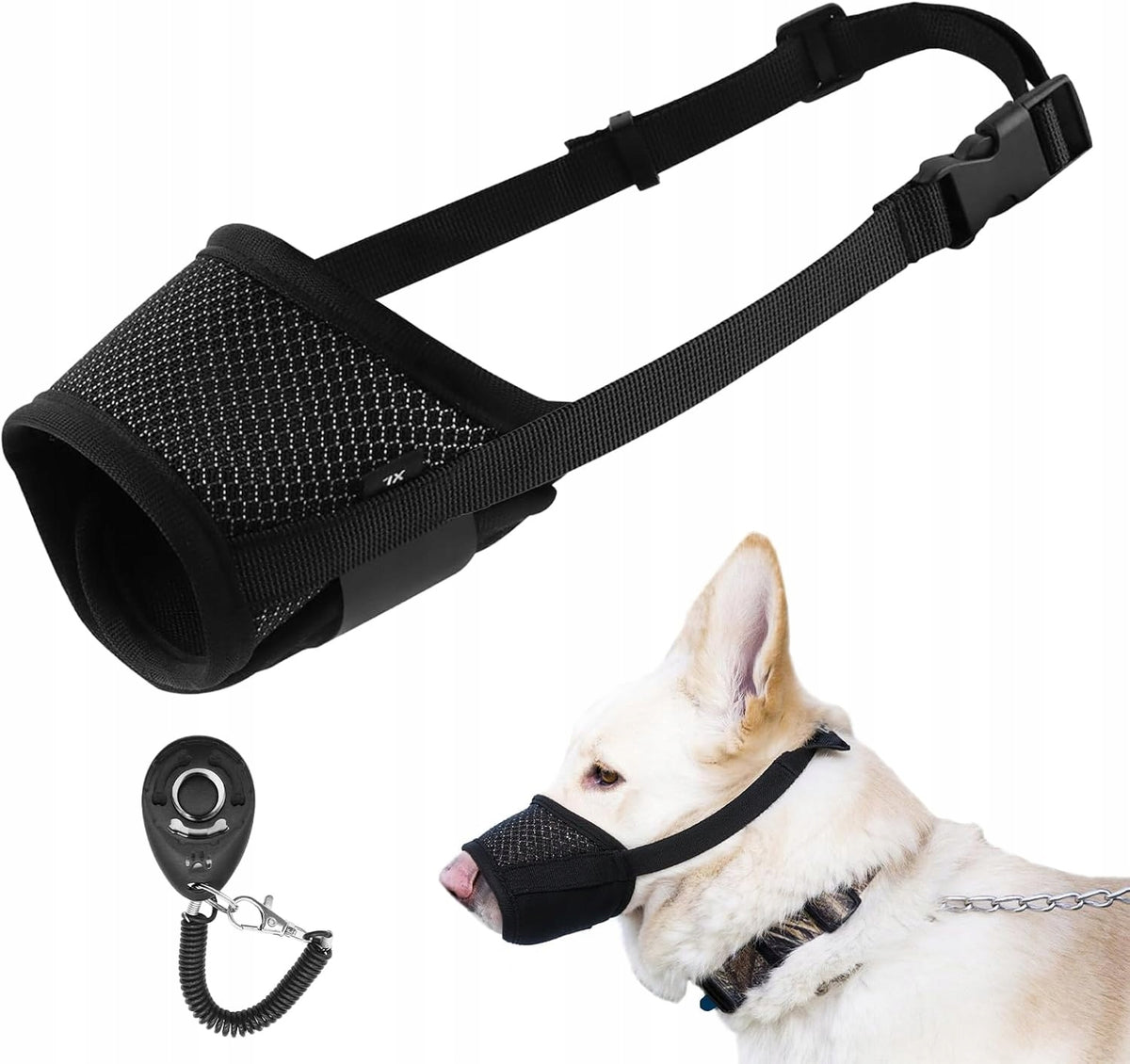 Dog muzzle, breathable, safe muzzle, soft muzzle - L