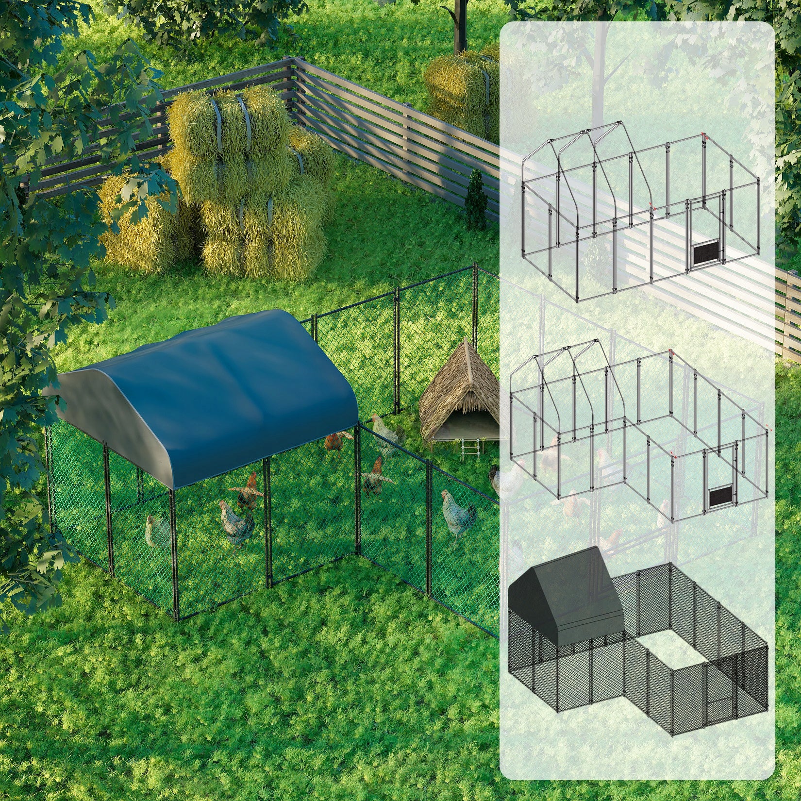 Dog playpen 4x3m galvanized tube WHOLE Poland Product width 312 cm
