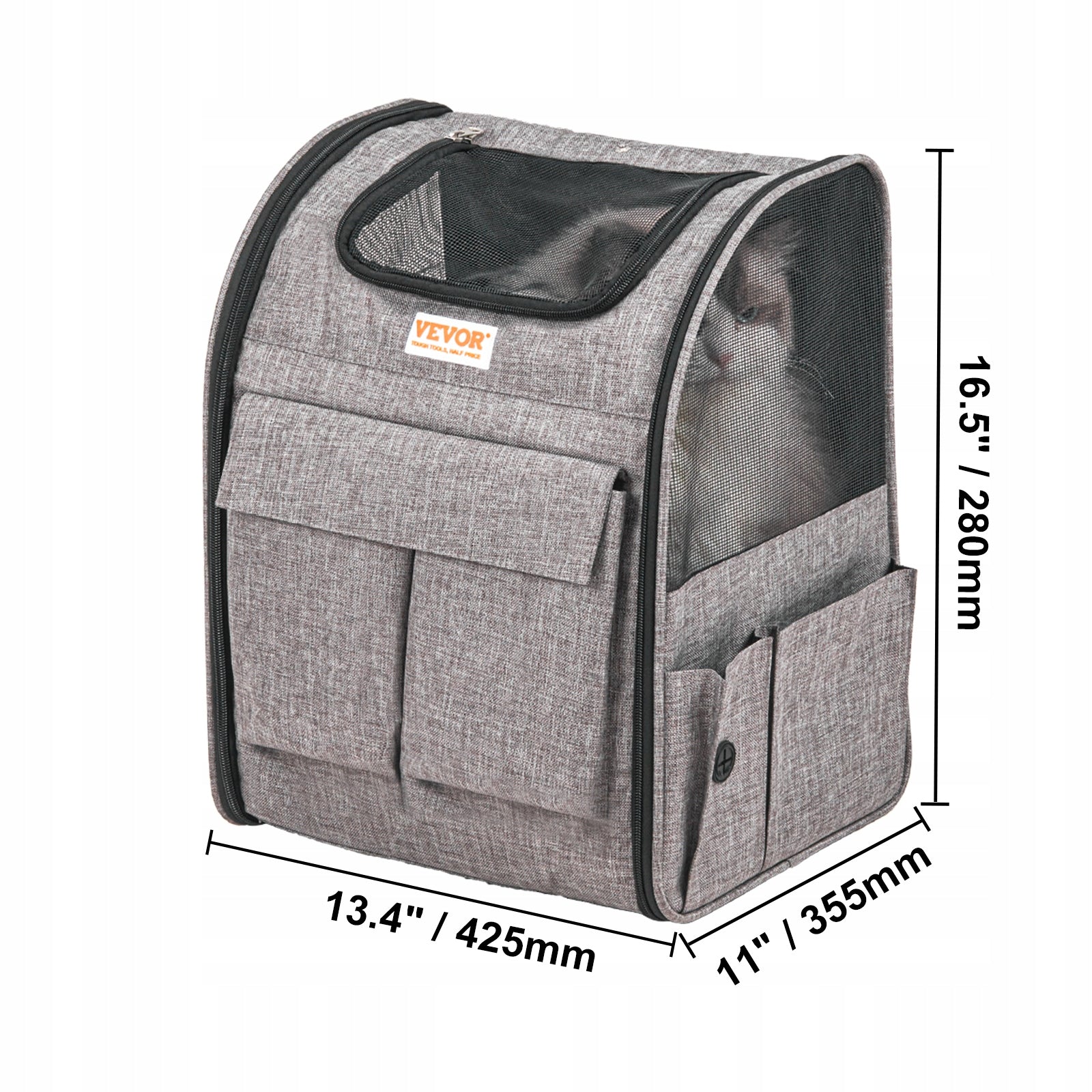 Dog stroller VEVOR, folding dog backpack, max. lifting capacity 8kg Product width 42.5 cm