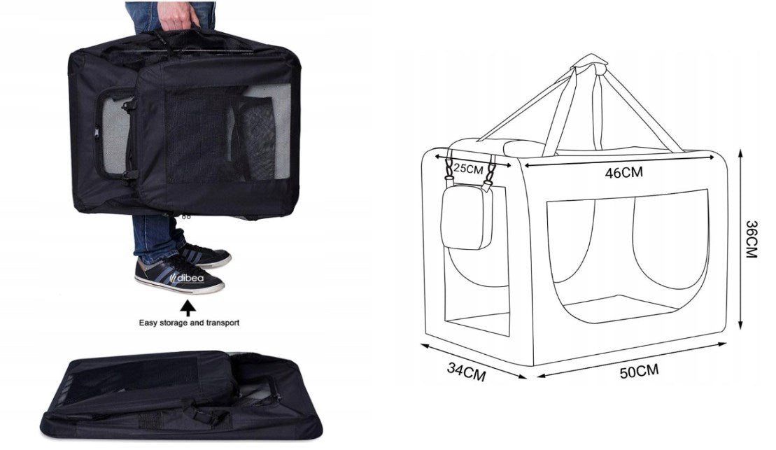Dog transporter Dibea black S 50 cm x 34 cm 36 cm Brand Dibea