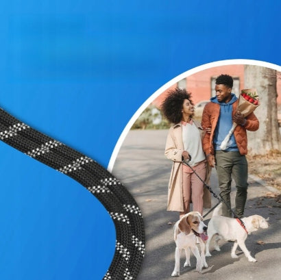 DogMaster Duo 2in1 SUPER STRONG, ANTI-TANGLE REFLECTIVE AND DETACHABLE! Material cord