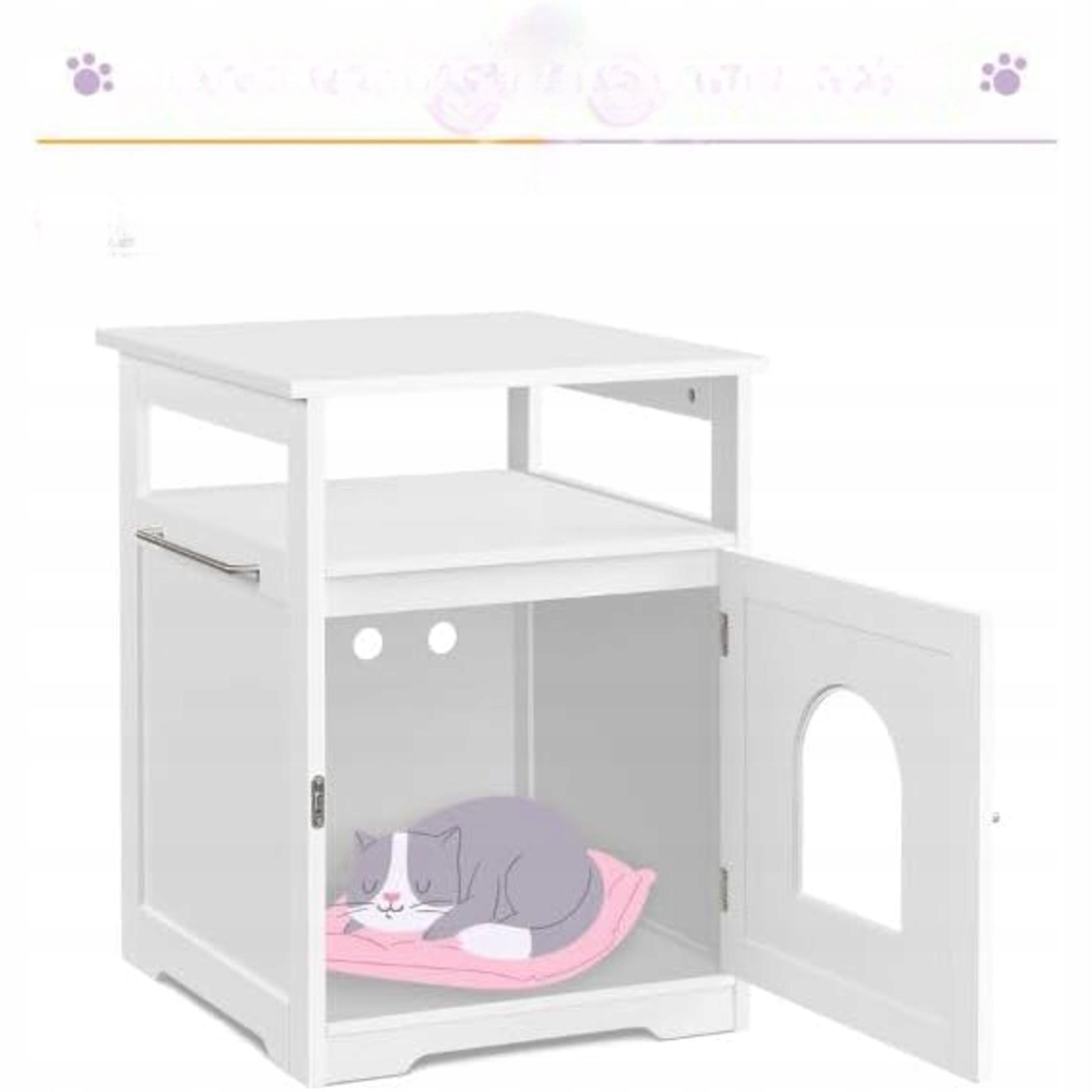 Doghouse Cat Cuvette Cabinet 52×49×64,5 cm White Indoor Cuvette With Shelf Length 52 cm