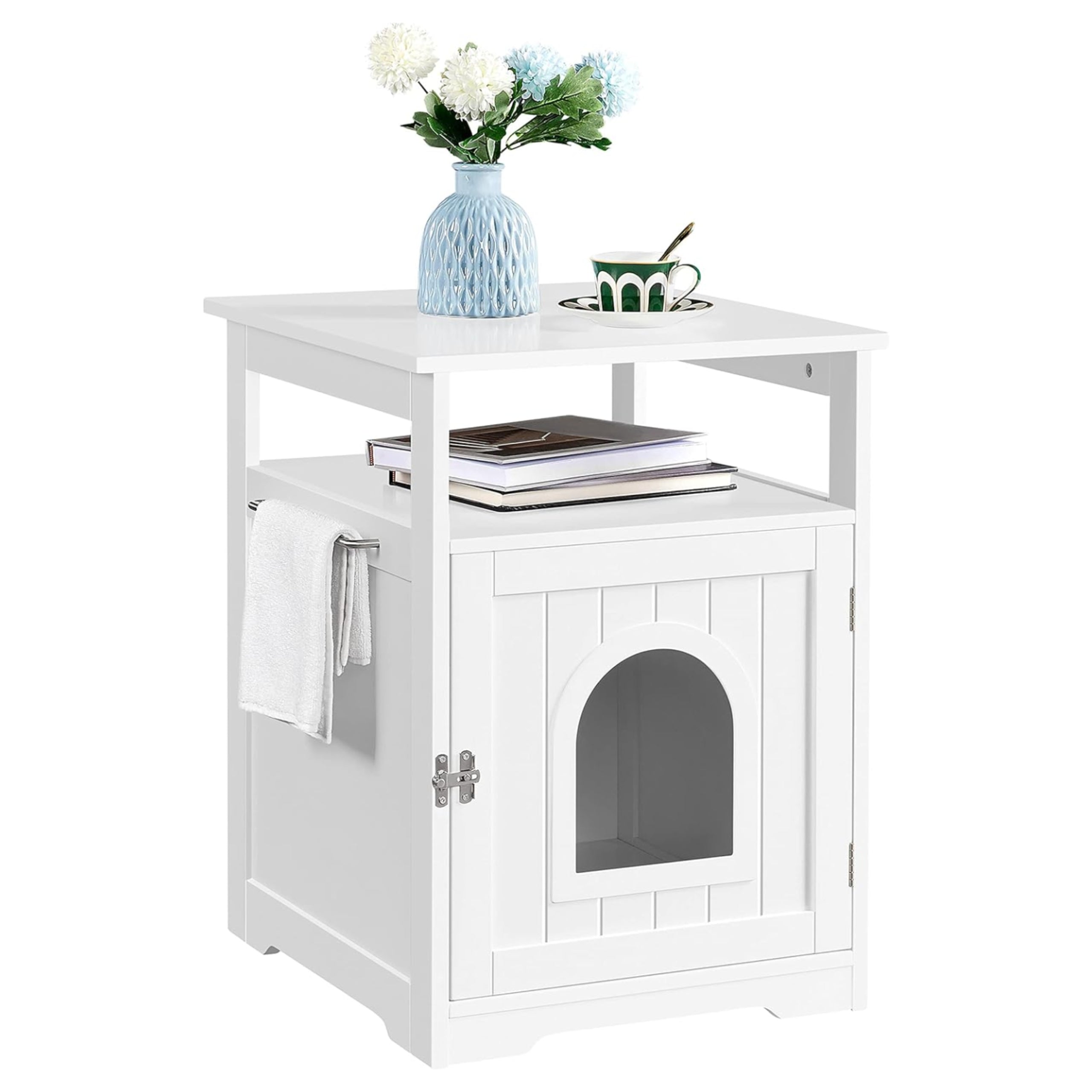 Doghouse Cat Cuvette Cabinet 52×49×64,5 cm White Indoor Cuvette With Shelf