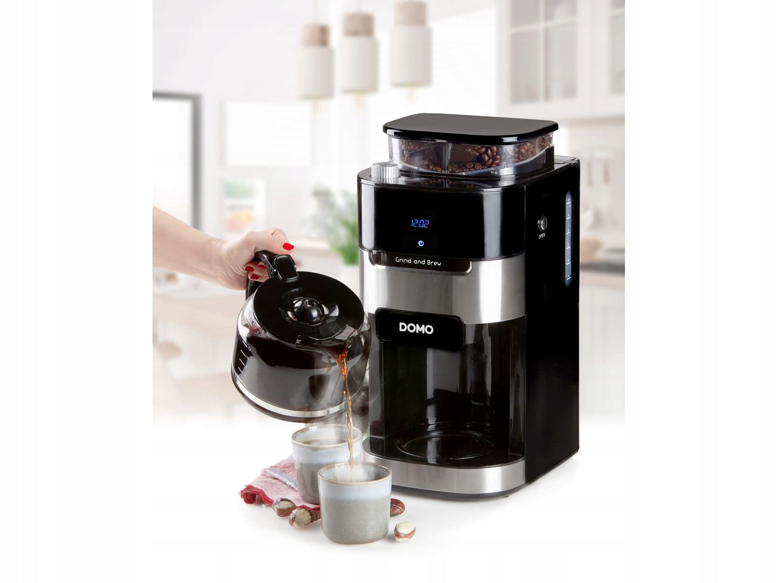 Domo DO721K Overflow coffee maker 1,5L 12 cups with grinder Model DO721K