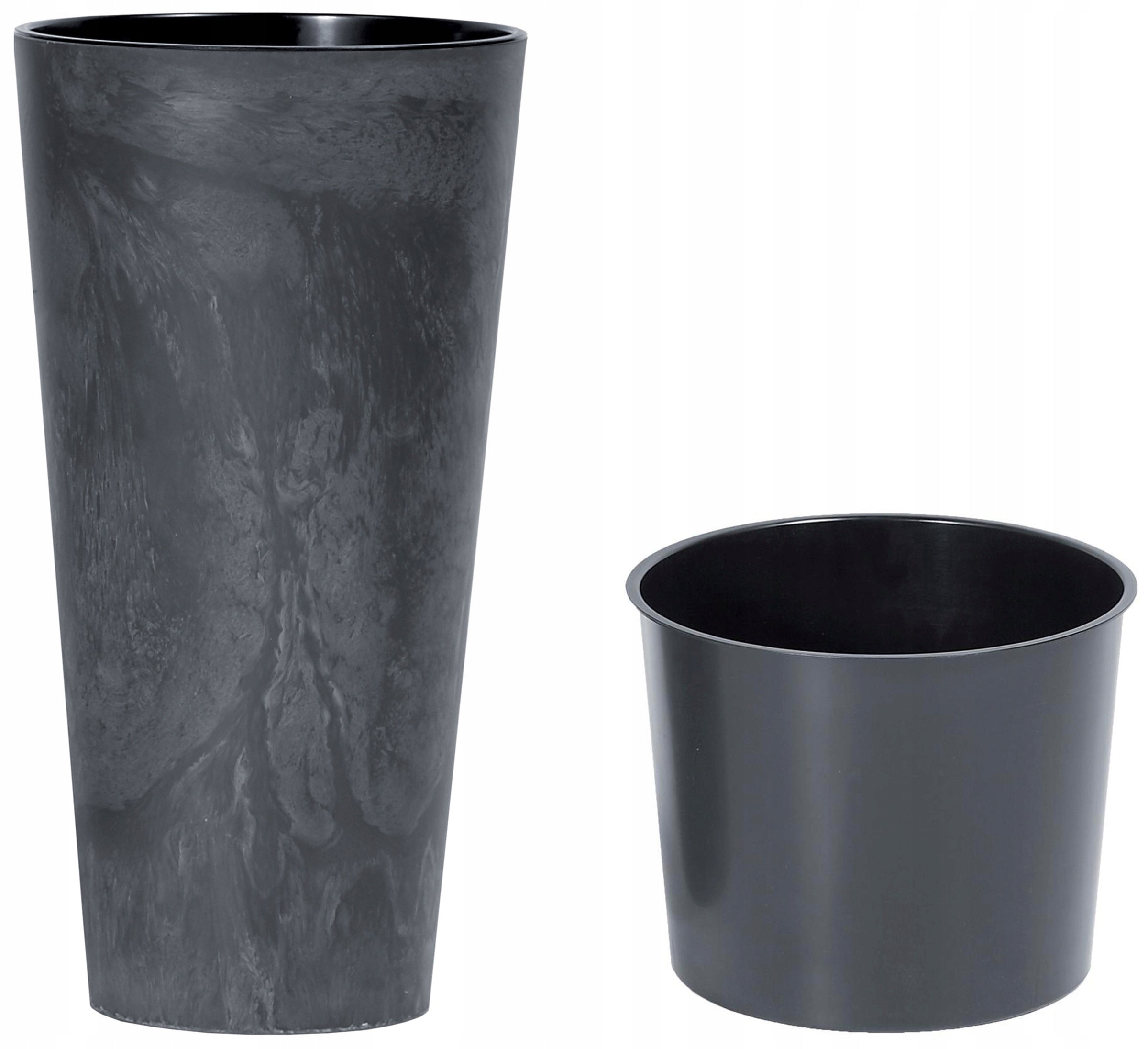 Vazonas Prosperplast Tubus Slim Beton Effect DTUS300E-S433, juodas