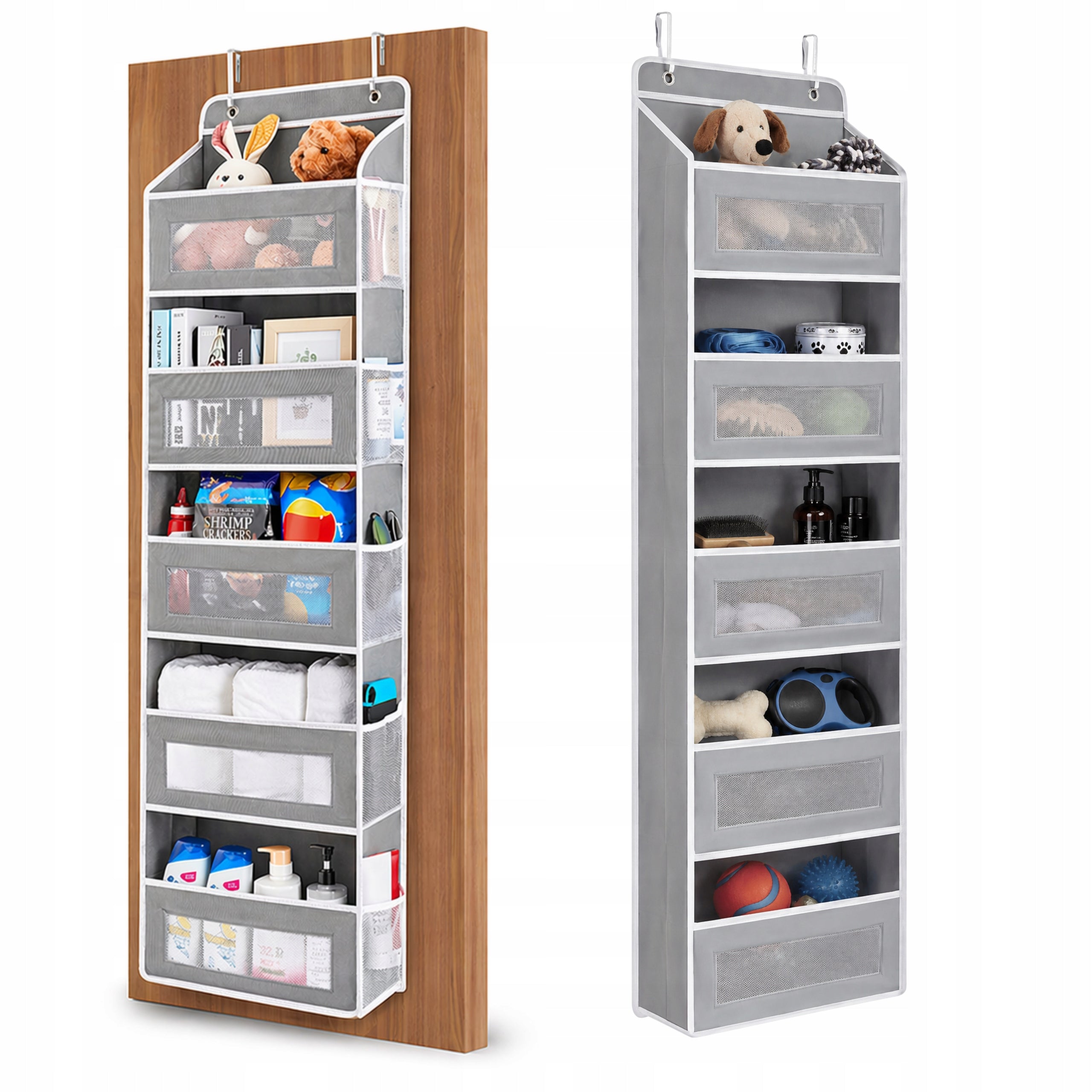 Door Hanging Organizer Toy Cabinet Rack Clothes 5 Shelves Grey