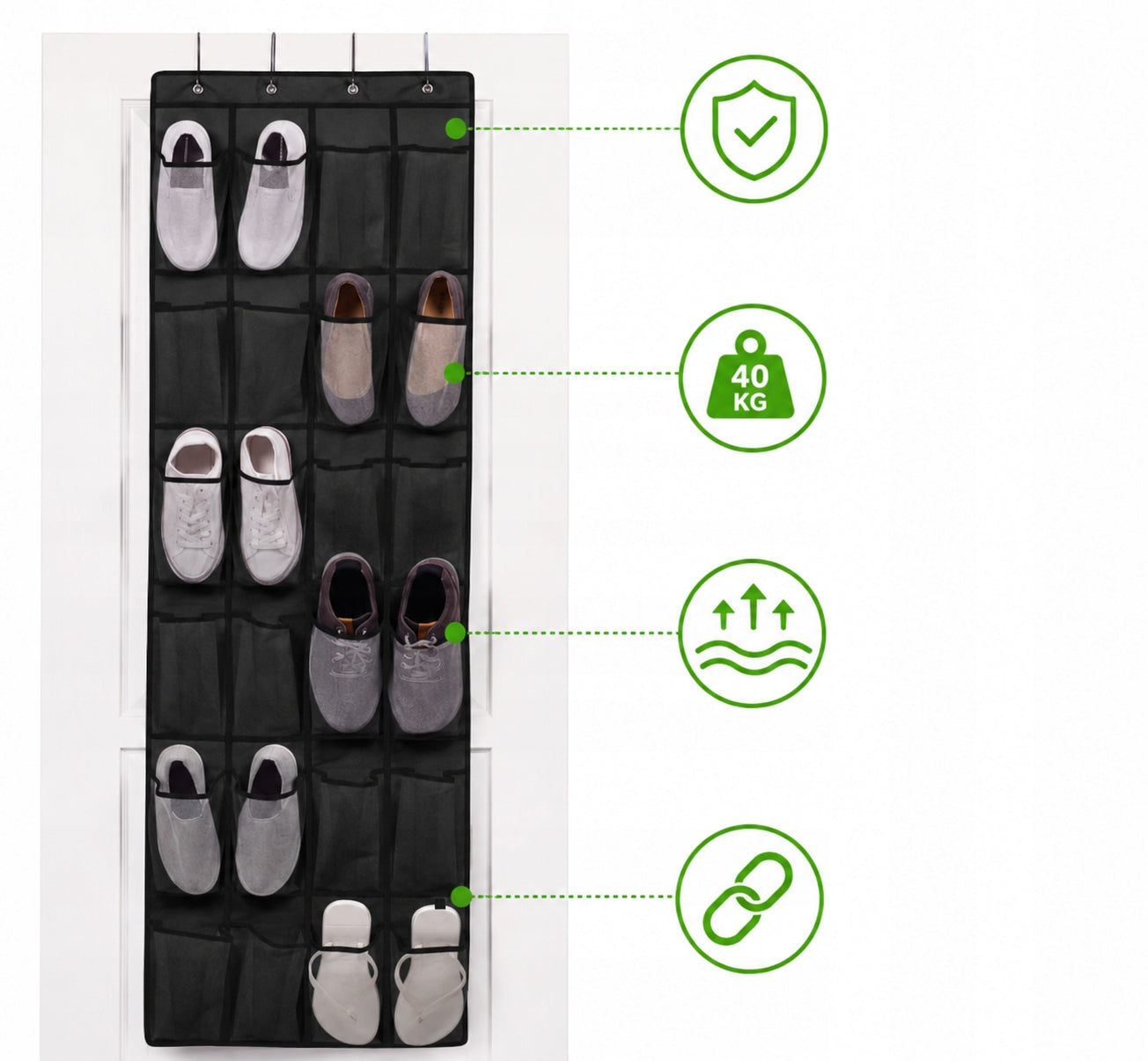 Door Hanging Organizer with 24 Pockets-for Shoes Toys Chemistry ORGANIO Kind wardrobe organizer