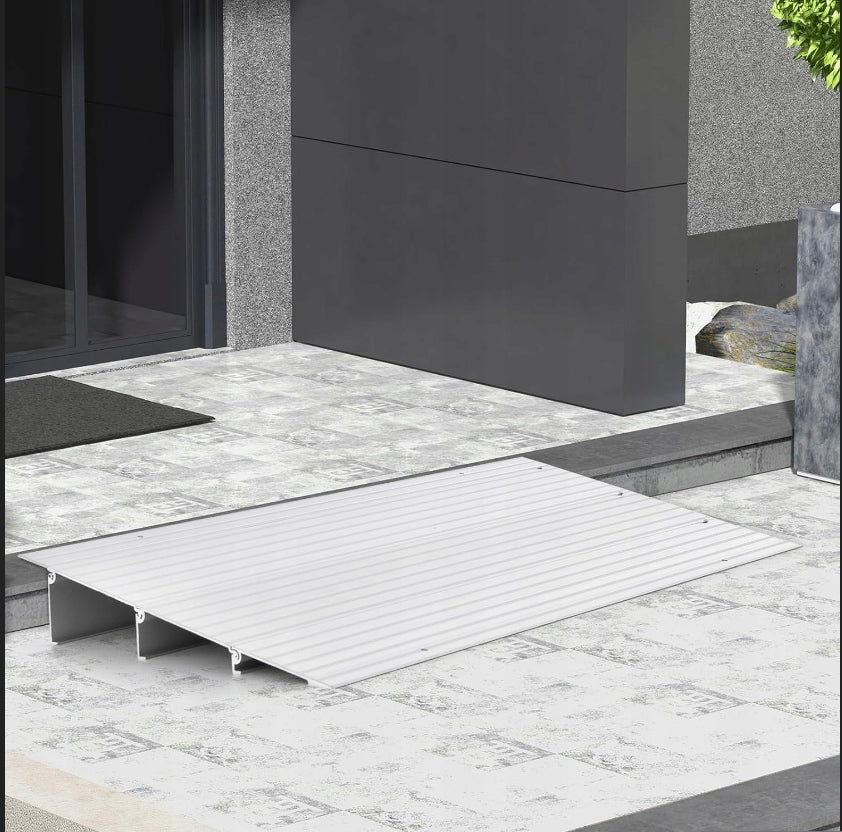 Door threshold ramp for trolley made of aluminium up to 317 kg height 8,5 cm Brand Costway