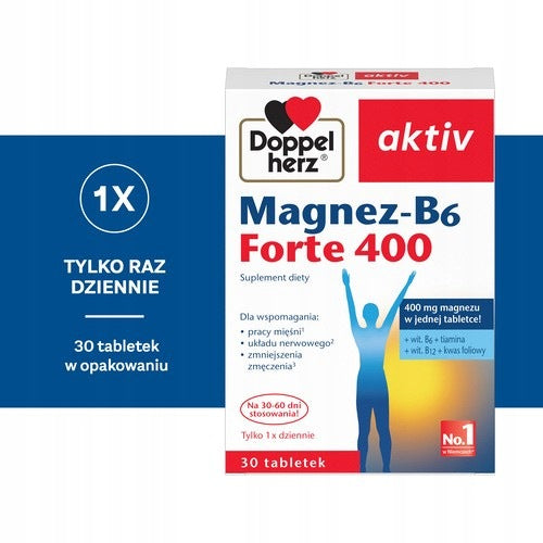 Doppelherz aktiv Magnesium-B6 Forte 400 tablets, 30 pcs Brand Queisser Pharma