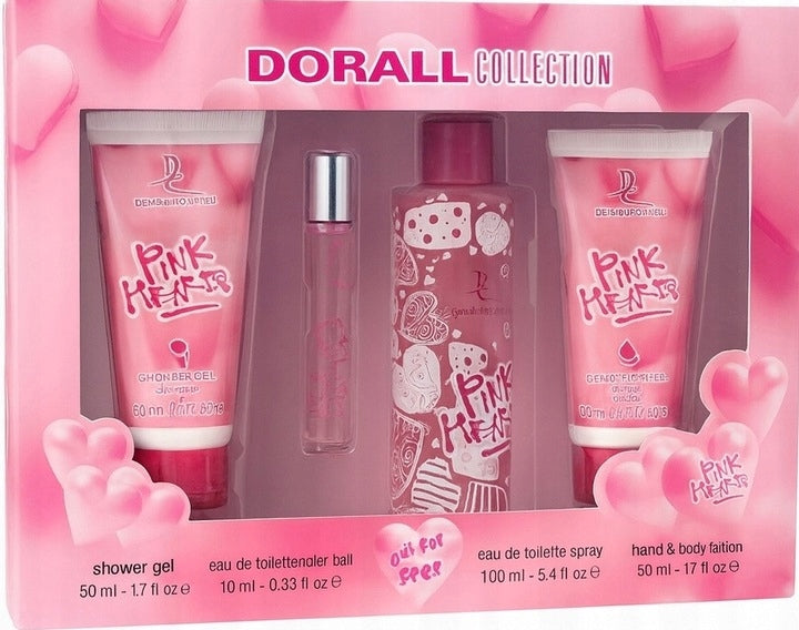 Dorall Collection Pink Hearts Gift Set in Women's Box 4el. Brand Dorall Collection