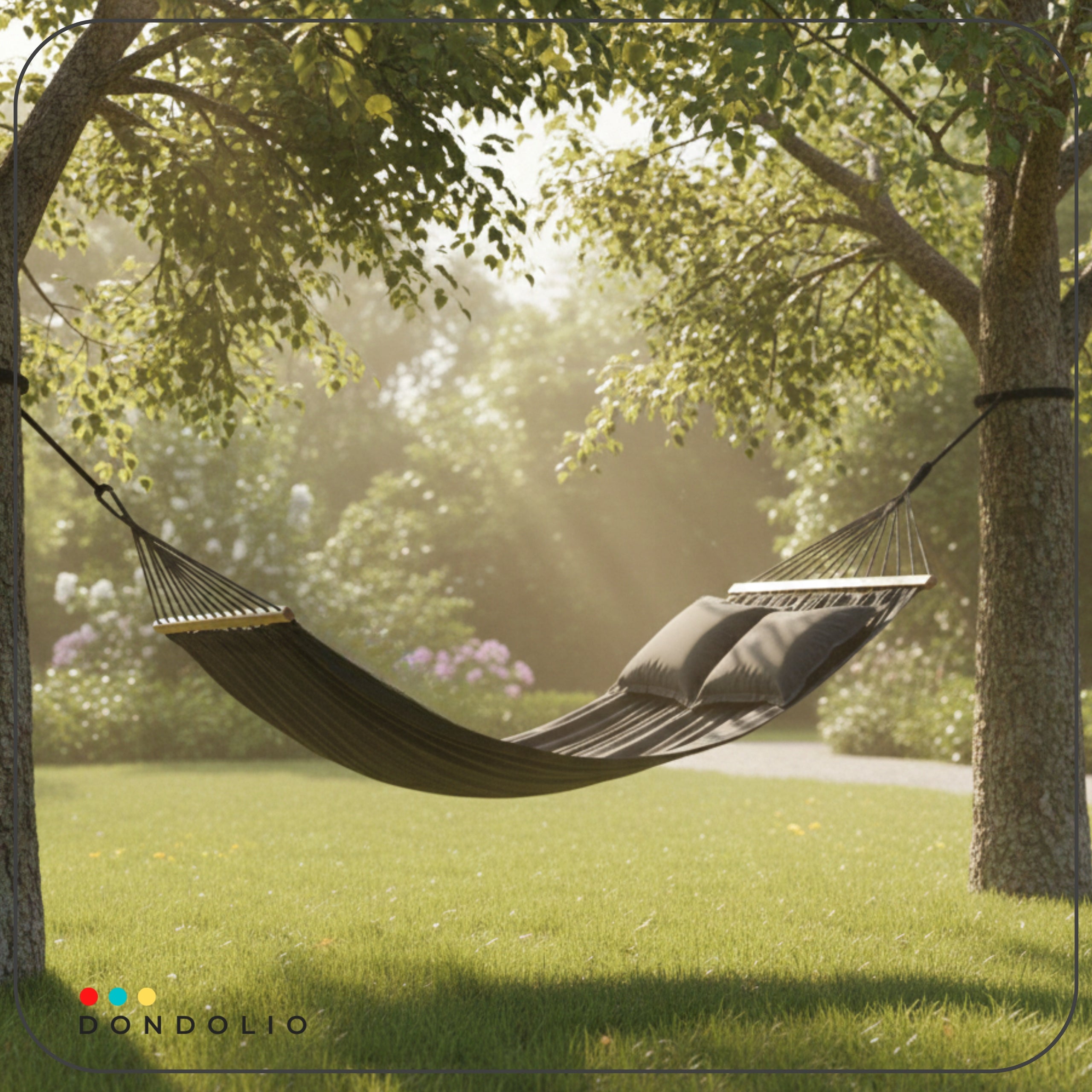 Double Garden HAMMOCK 2 Cushions Dark Grey with XXL BOHO LARGE Bar Material width 230 cm