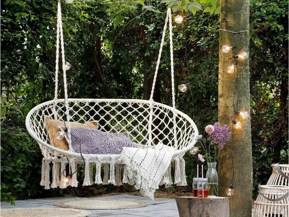 Double Garden Swing 240kg Hanging Armchair Hammock Stork Nest BOHO Manufacturer Carruzzo