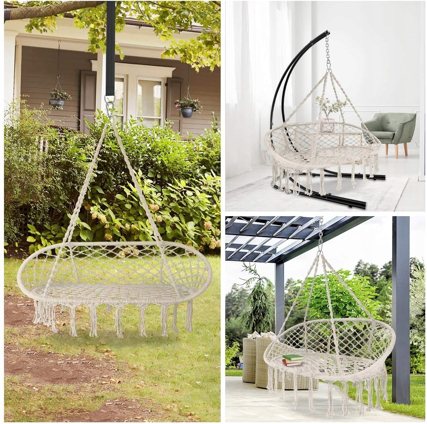 Double Garden Swing 240kg Hanging Armchair Hammock Stork Nest BOHO Manufacturer code Podwójny Fotel Bocianie Gniazdo