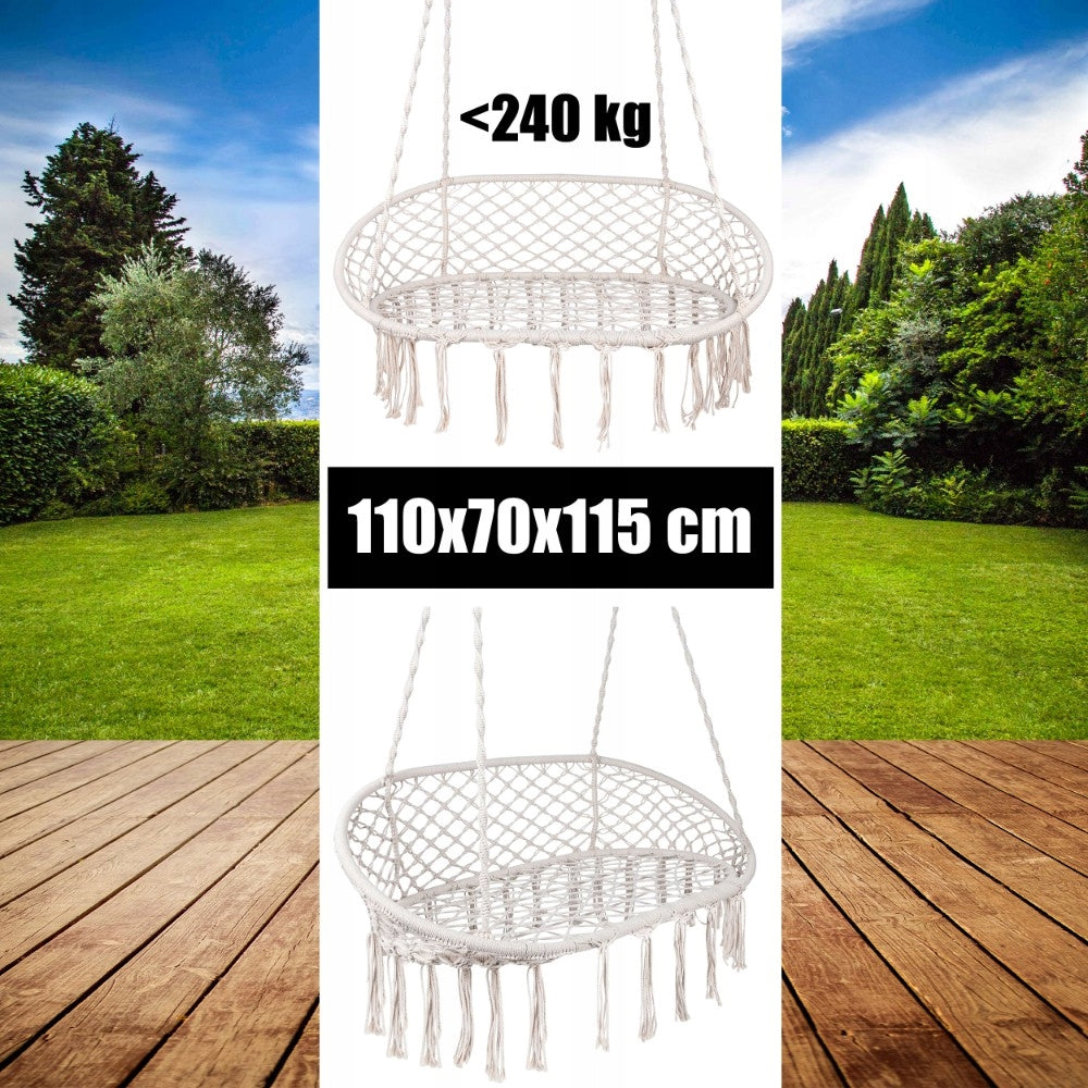 Double Garden Swing 240kg Hanging Armchair Hammock Stork Nest BOHO Product weight with unit packaging 4.5 kg