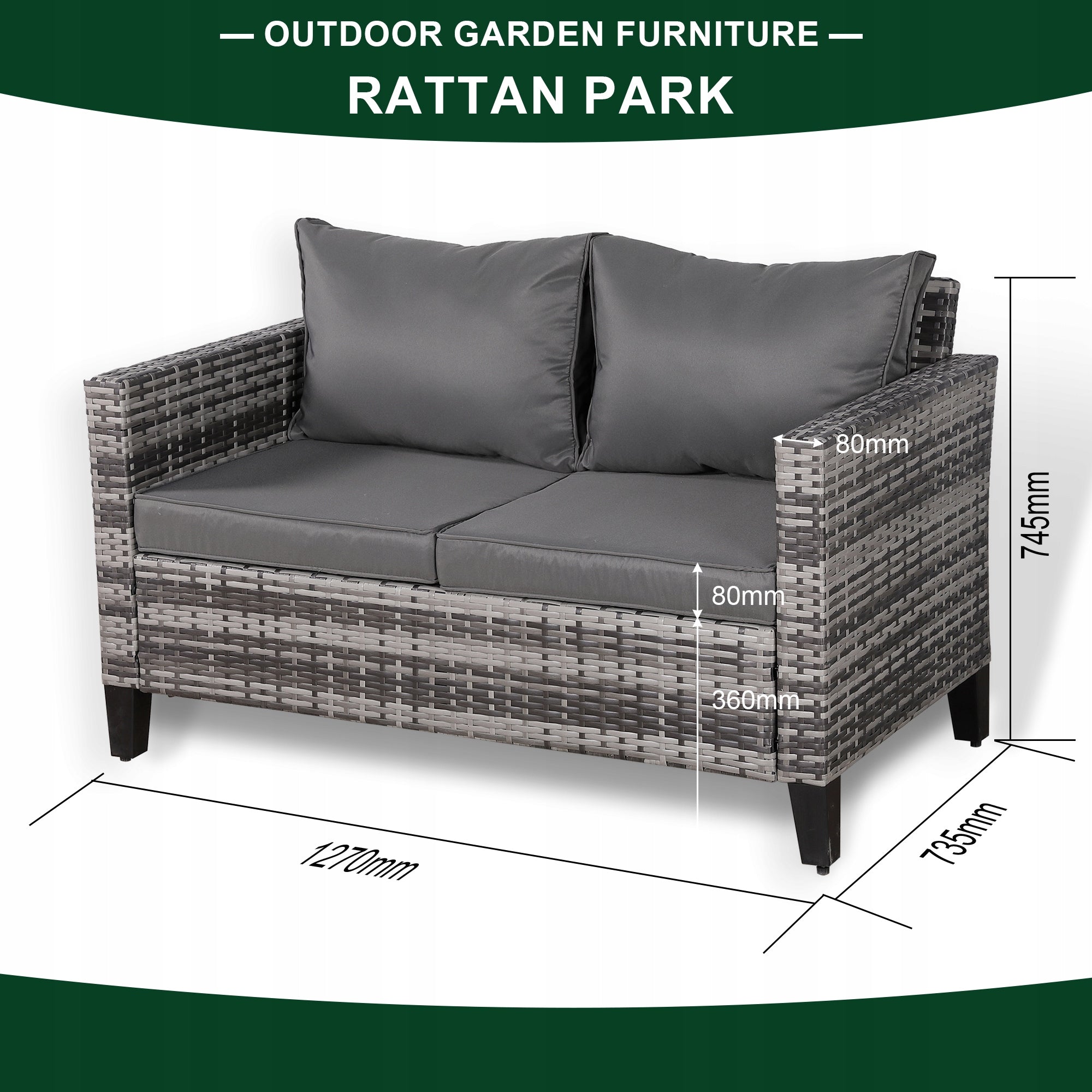 Double Grey Rattan Sofa EAN (GTIN) 5903829641070