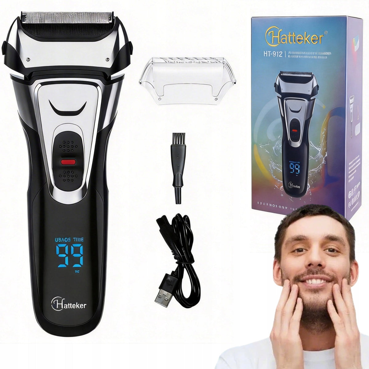 Double Head Men's Shaver, Waterproof, USB Charging, Long Working Time