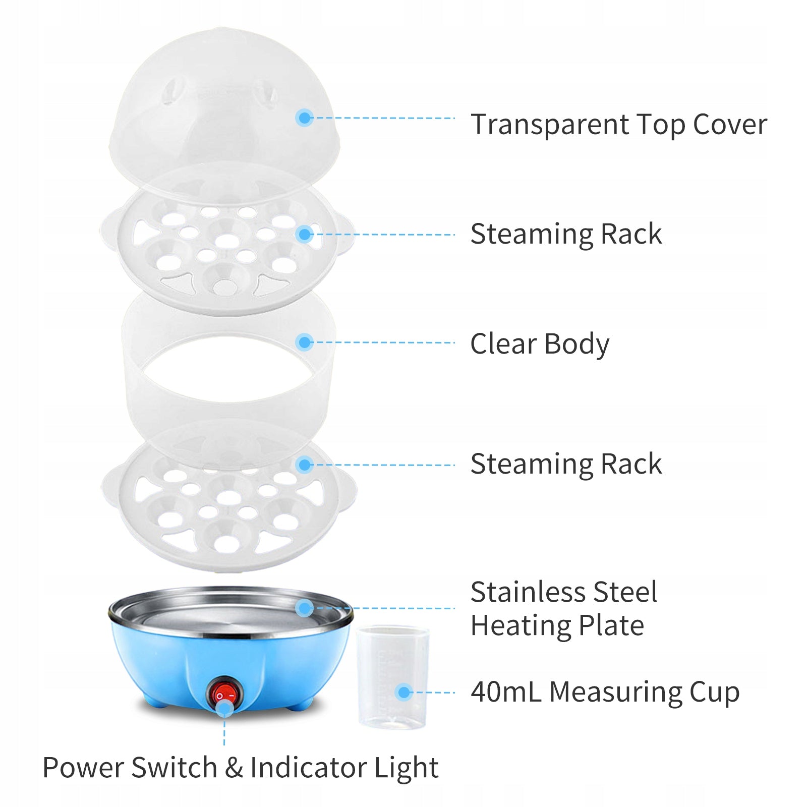 Double Layered Egg Cooker 14 Eggs Hard Boiled LC Power rating 1 W