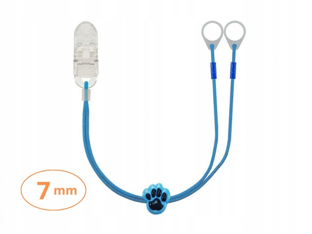 Double Pendant - Clip for Small Hearing Aids - Blue with Paw
