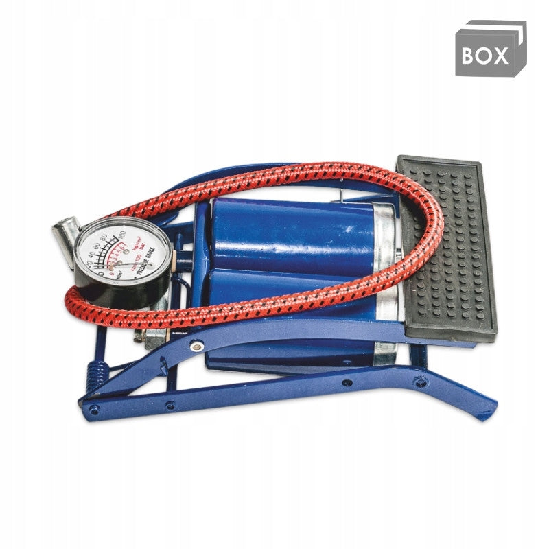 Double Piston Foot Pump with Pressure Gauge