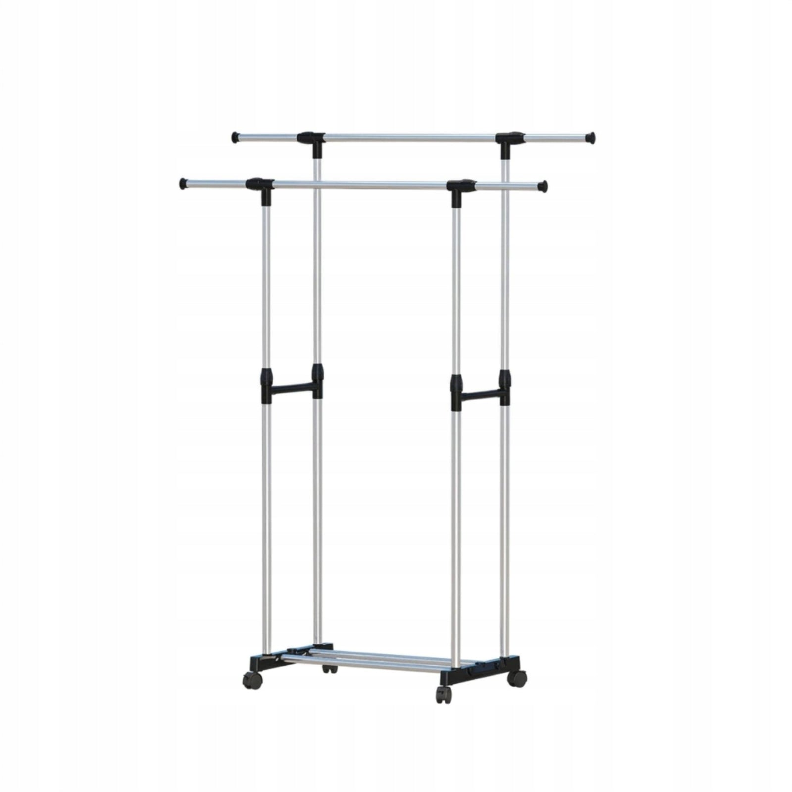 Double-Rod Clothes Rack Portable Double Rod Clothing Rack Space-Saving