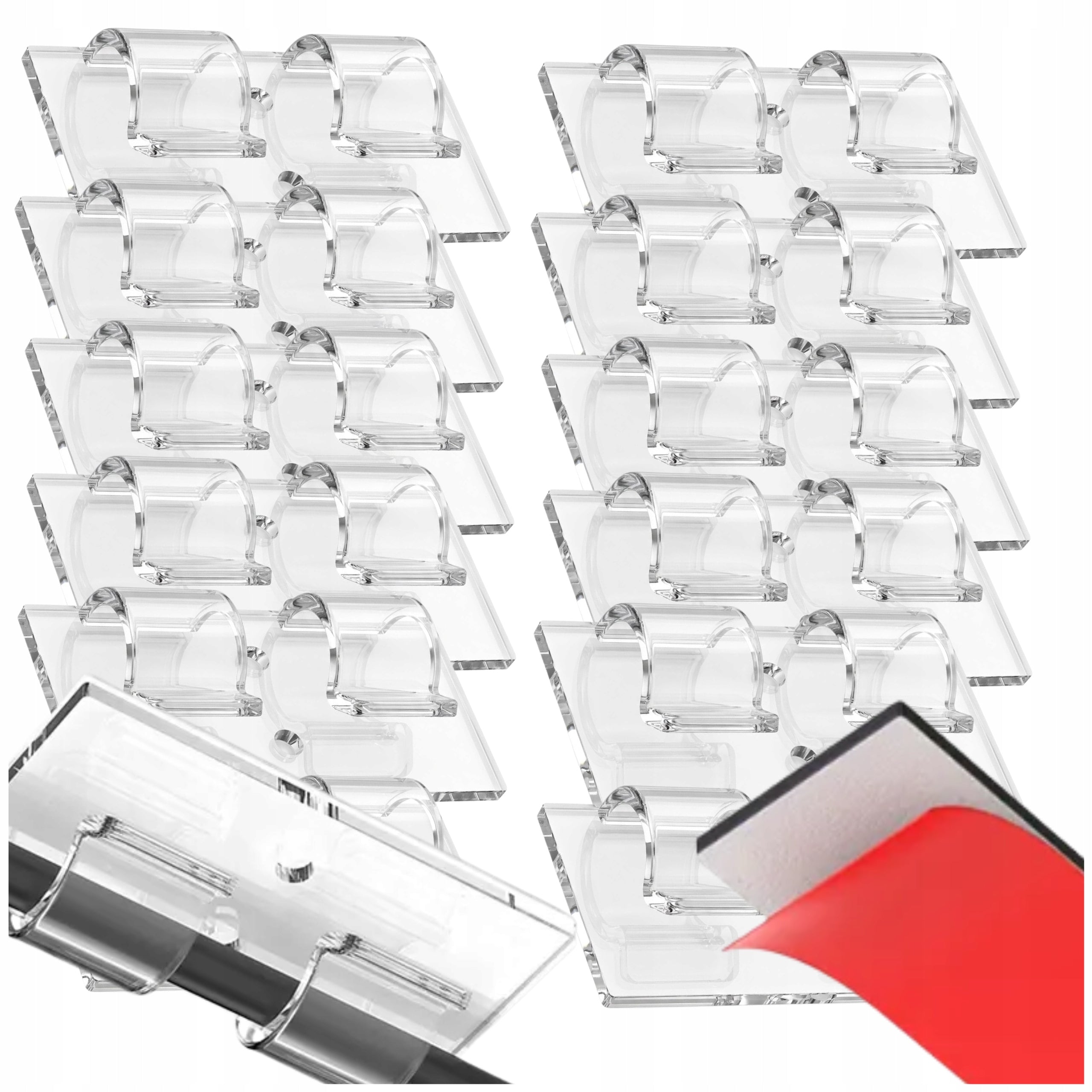 Double Row Cable Organizer Wire Holders Self Adhesive Set of 12 Manufacturer code Uchwyty Przewodów 12 Szt Dwurzędowy Organizer