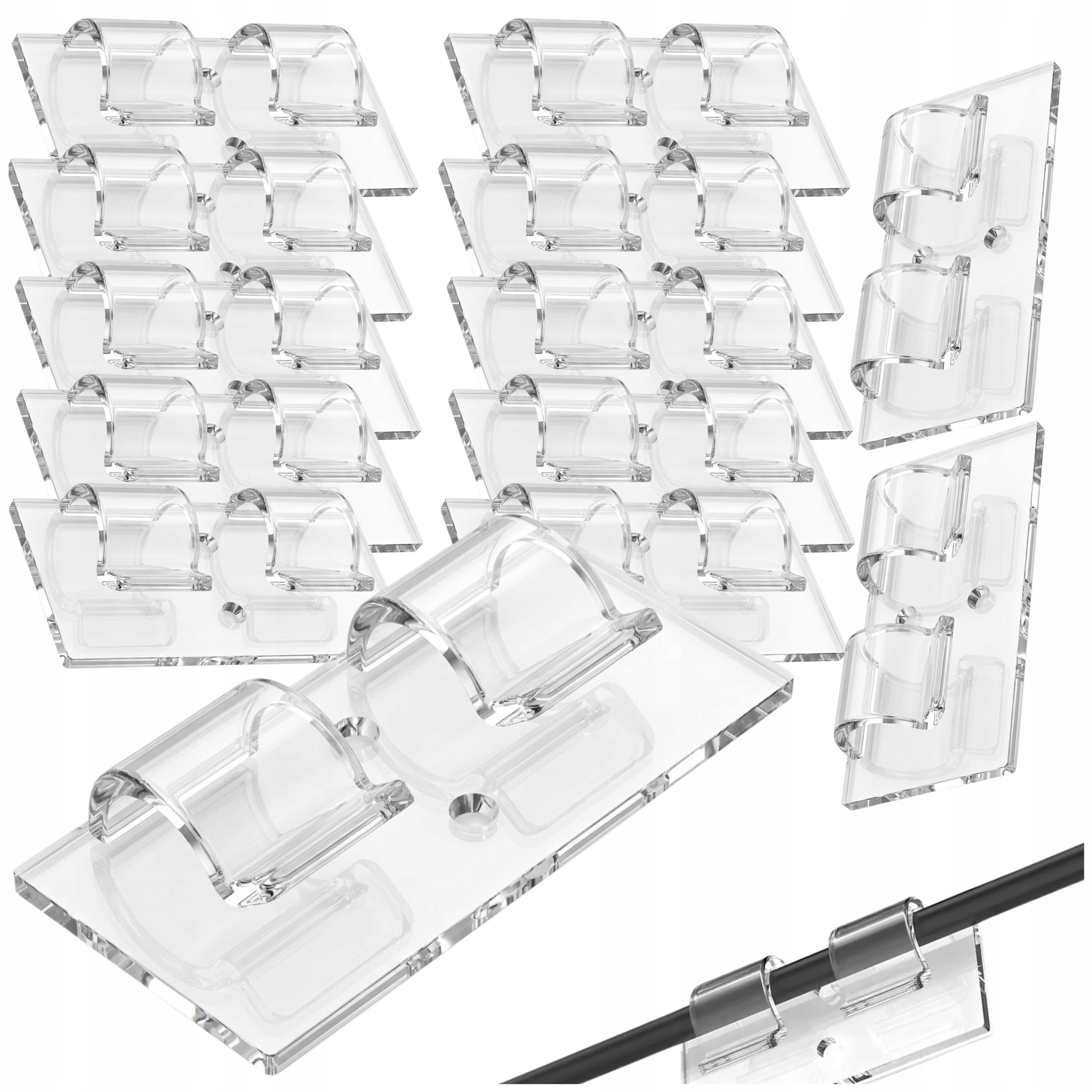 Double Row Cable Organizer Wire Holders Self Adhesive Set of 12