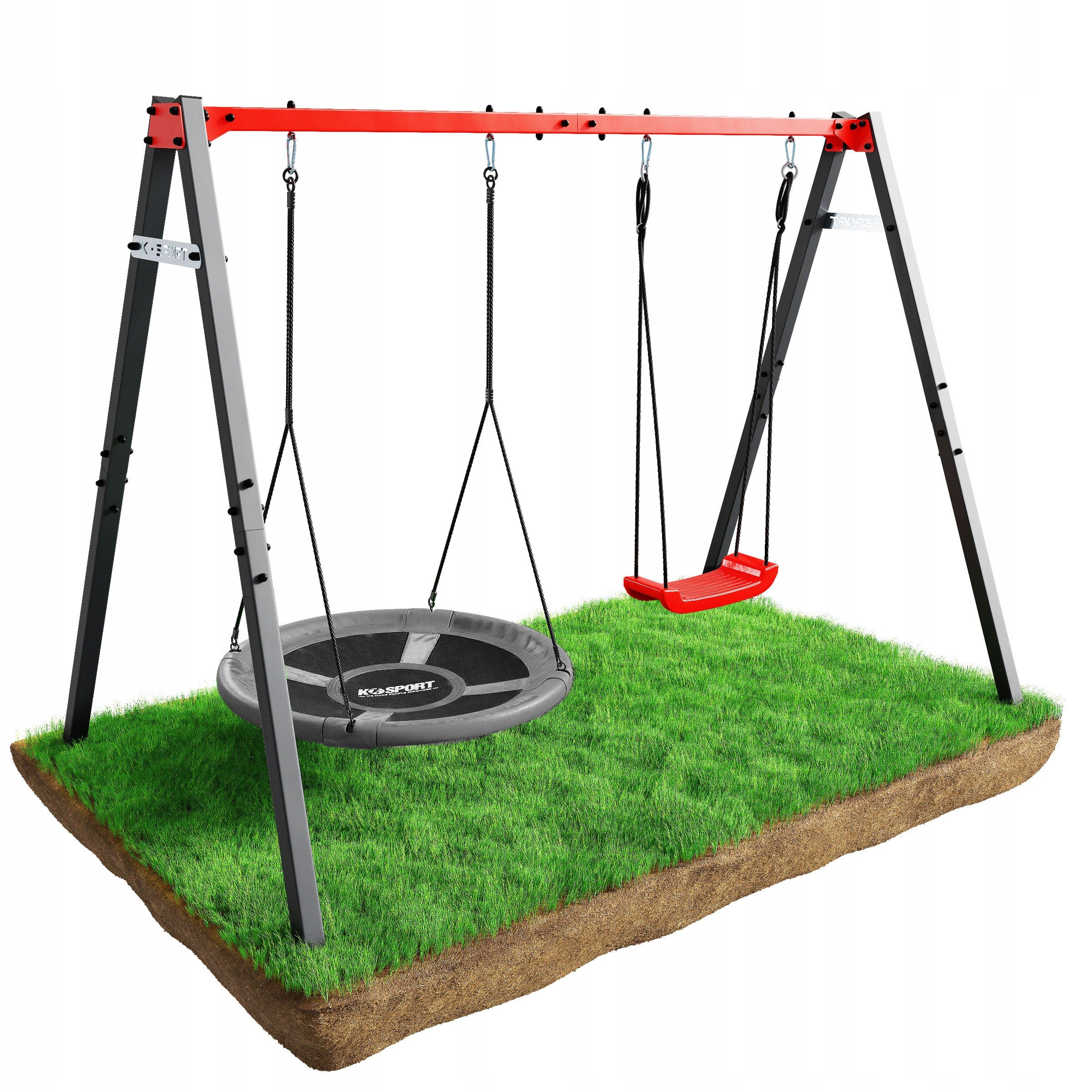 Double SWING GARDEN metal Frame for children STORK NEST Manufacturer code KSOZ015 Super Fun