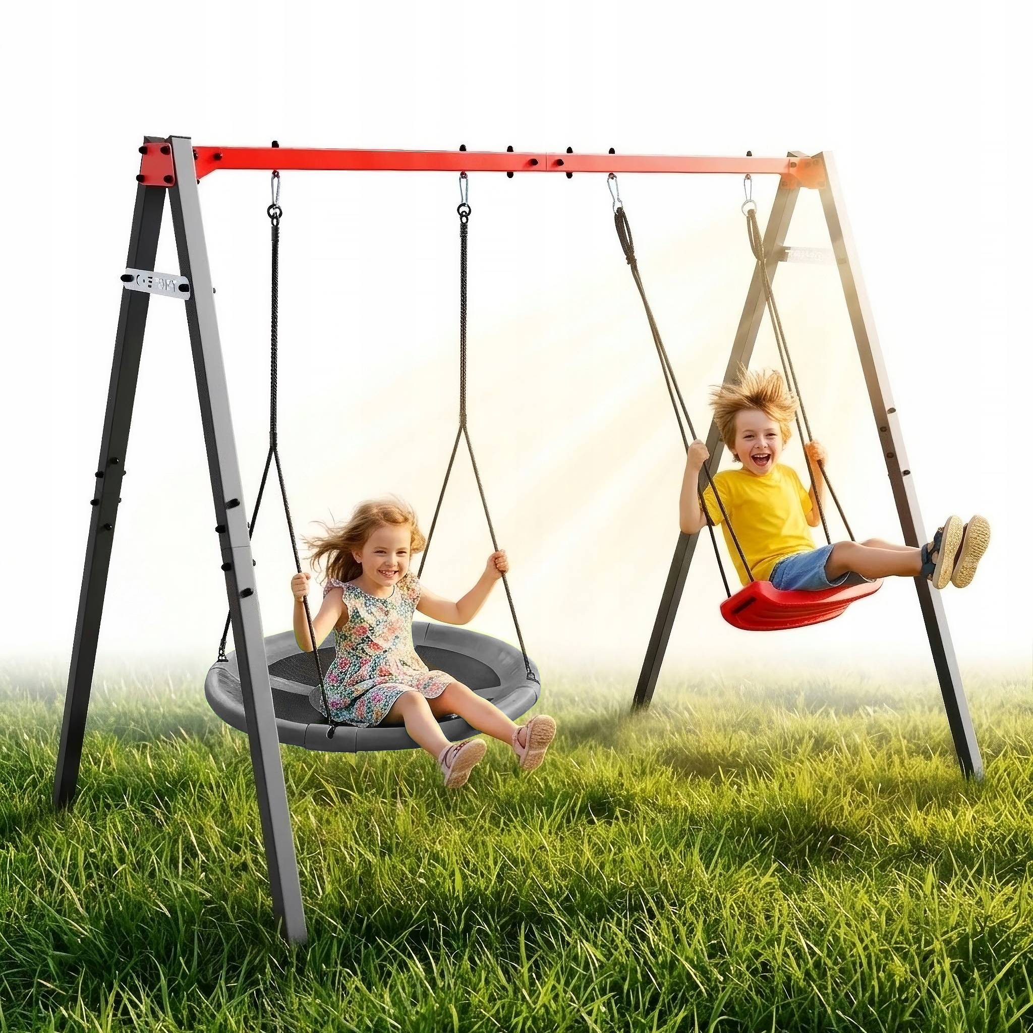 Double SWING GARDEN metal Frame for children STORK NEST