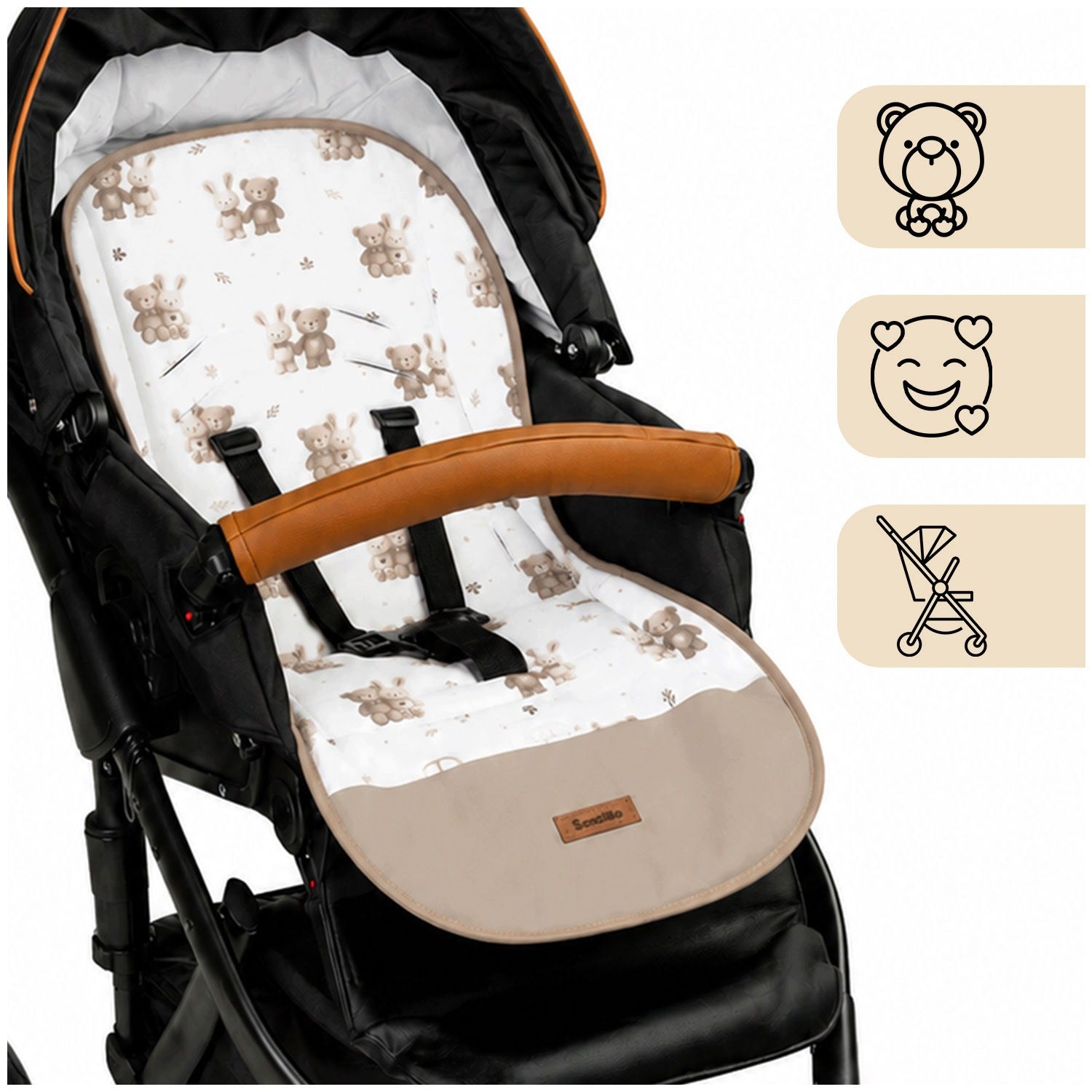 Double Sided 3D Mesh Cotton Stroller Insert Breathable for Summer Manufacturer code Wkładka do wózka z siateczki