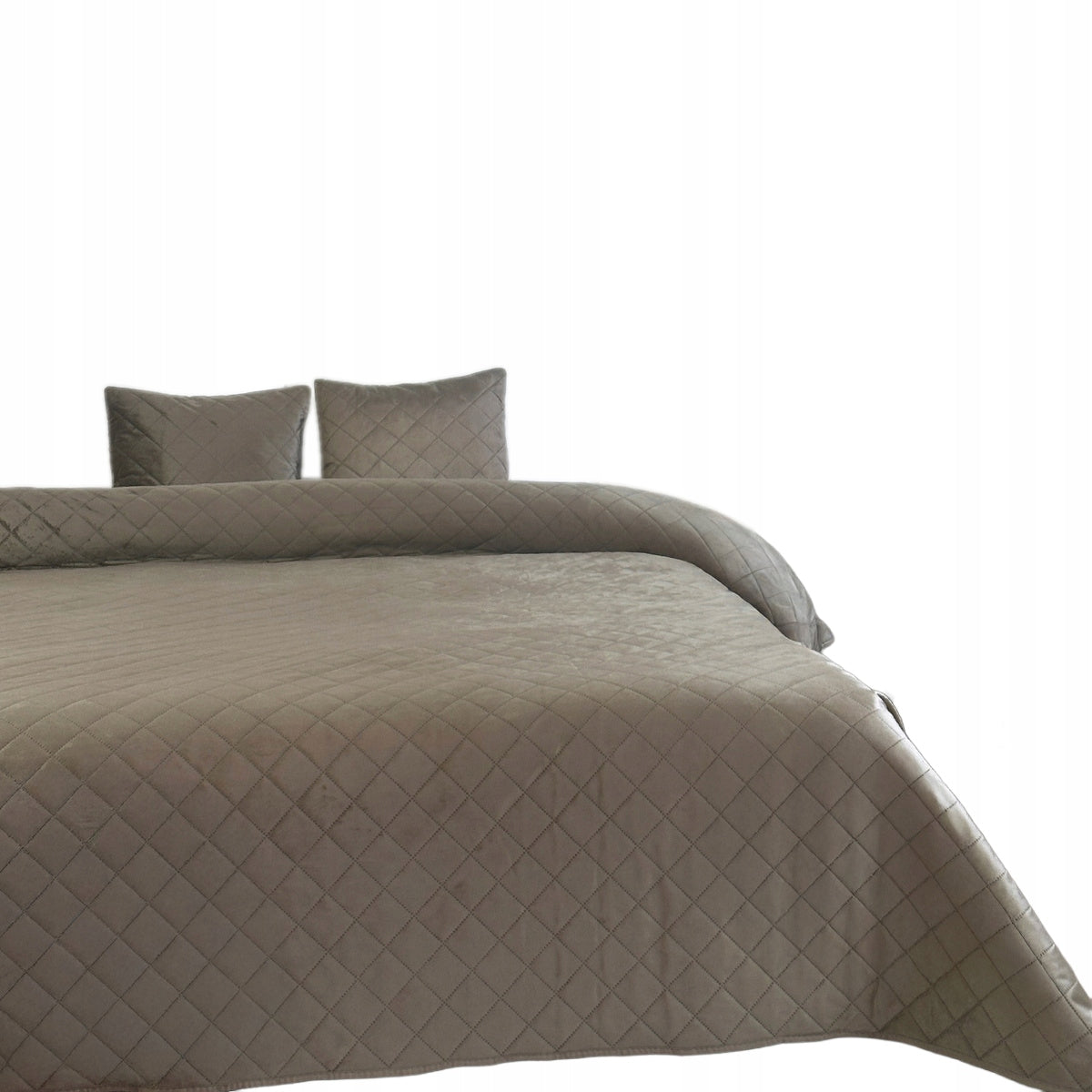 Double Sided Bedspread Amarante Taupe Beige Pled Quilted 180x220 cm + 2 pillowcases
